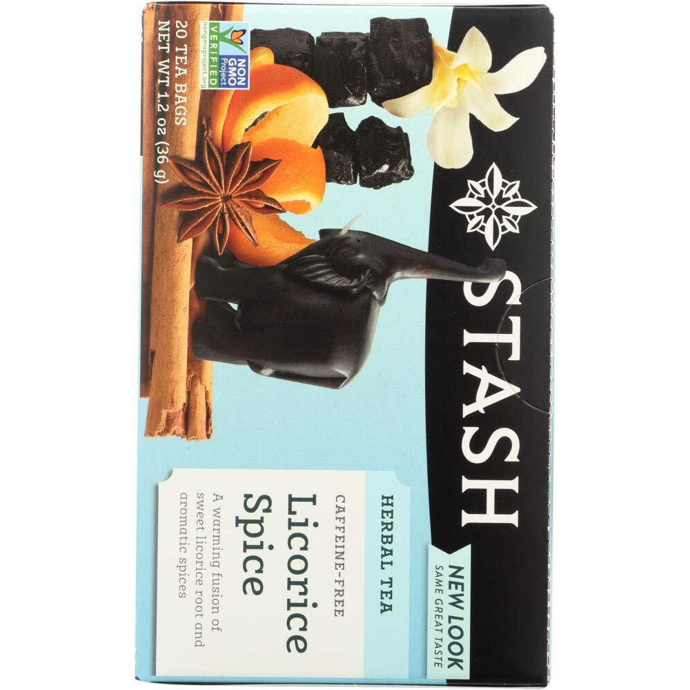 Stash Tea Licorice Spice Herbal Tea 20 Count Tea Bags In Foil (Pack Of 3), Tea Bags Individually Wrapped In Foil (Packaging May Vary), Naturally Sweet Herbal Tisane, Zero Caffeine, Drink Hot Or Iced