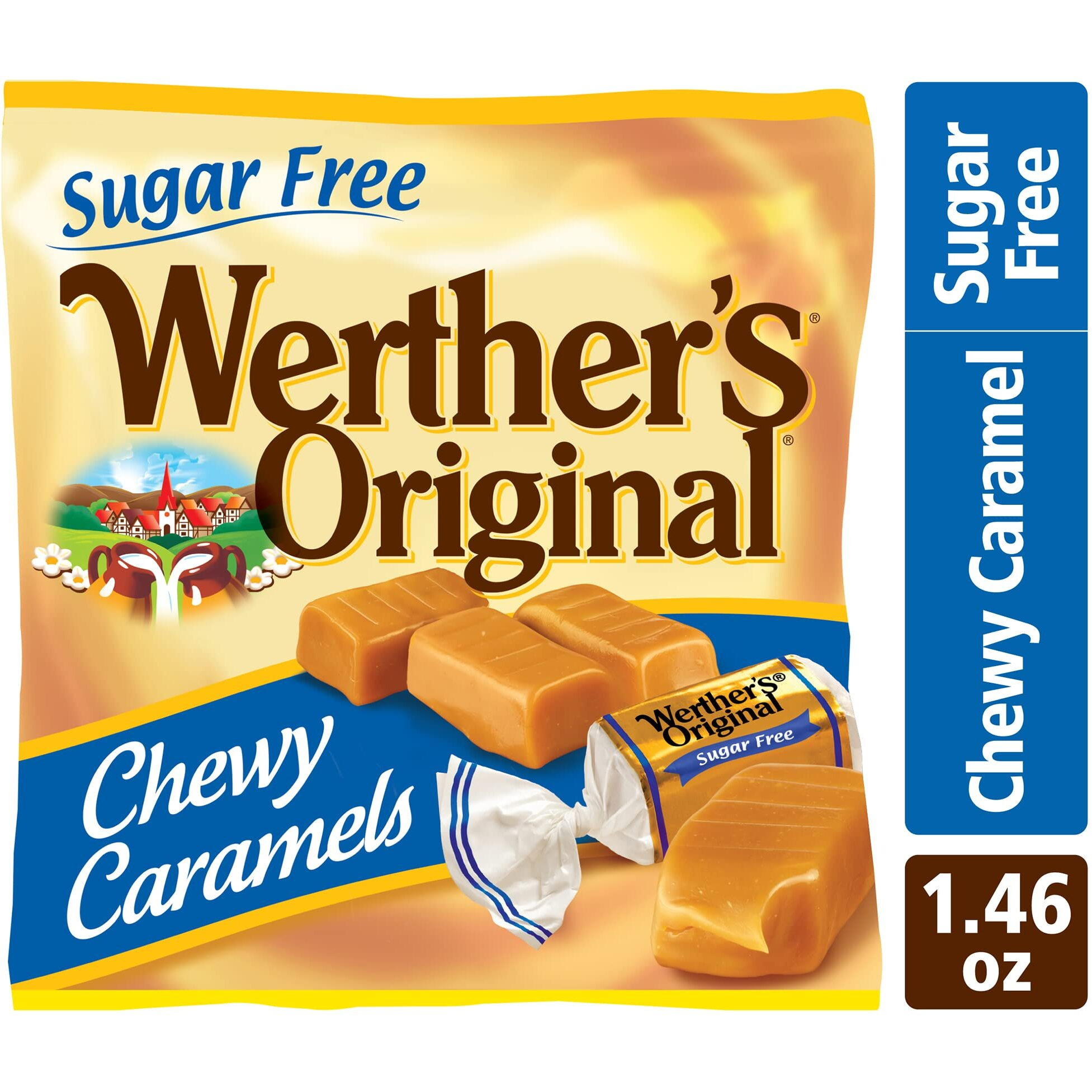 Werther's Original Chewy Sugar Free Caramel Candy, 1.46 Oz Bags (Pack Of 12)