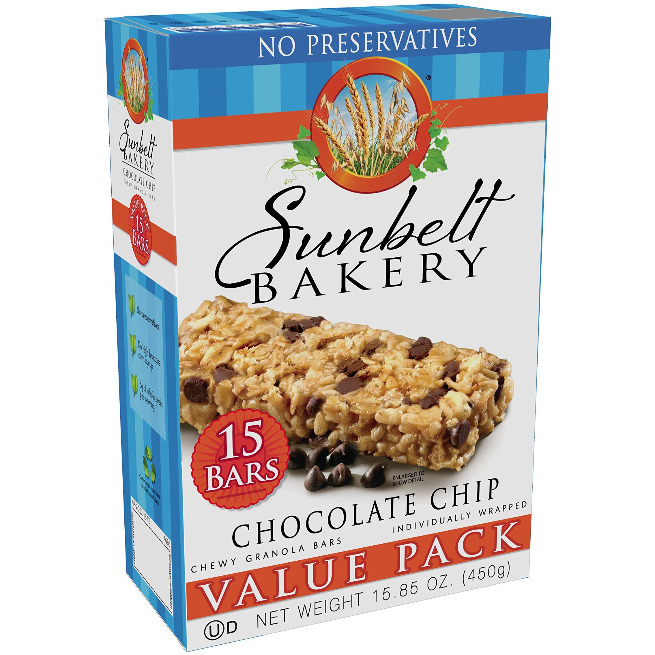 Sunbelt Bakery Chocolate Chip Chewy Granola Bars, Value Pack, 1.1 Oz, 30 Count (2 Boxes)