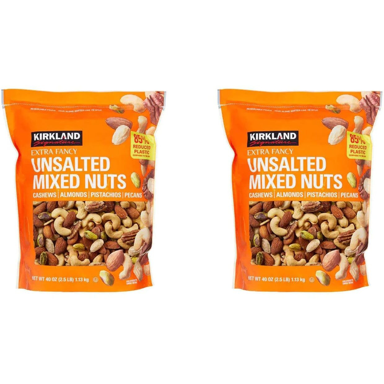 Kirkland Signature Qnkdqk Extra Fancy Unsalted Mixed Nuts 2.5 (Lb), 2 Pack Of 40 Ounce, 99451458768