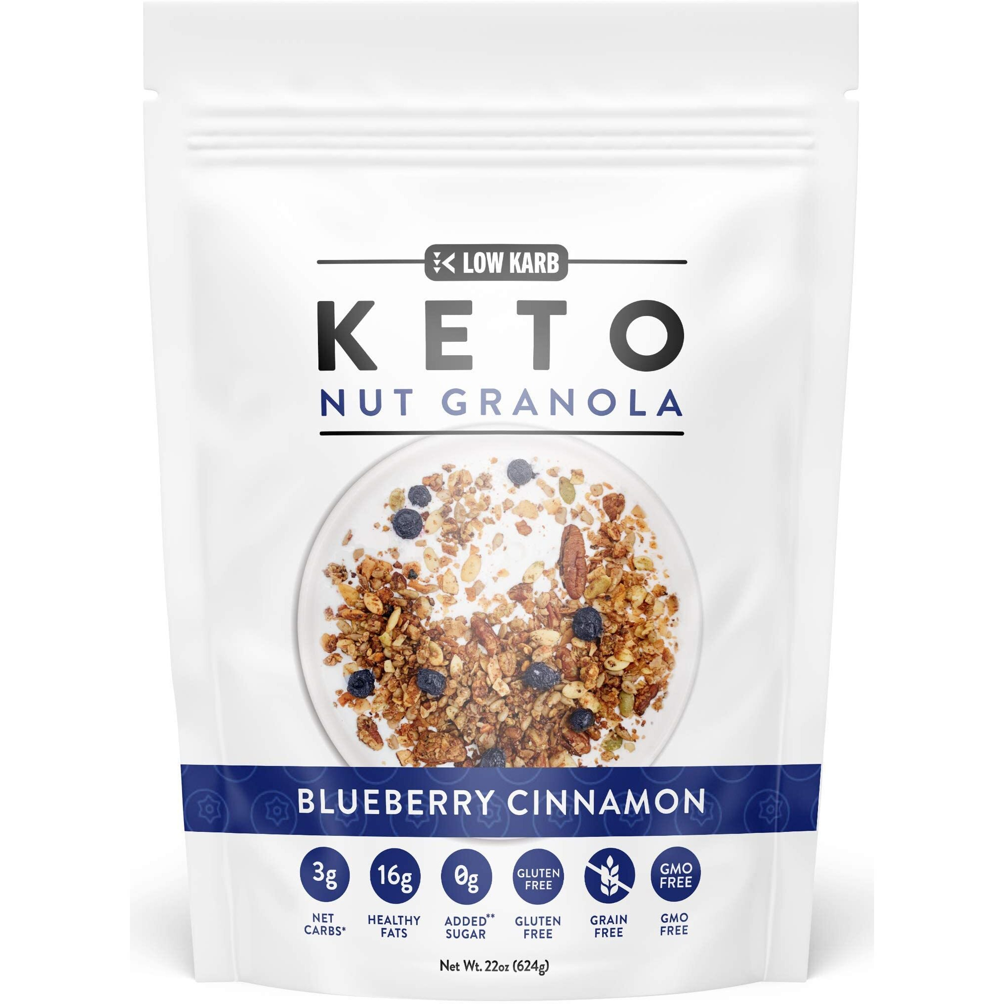 Low Karb Nutrail, Keto Blueberry Nut Granola Healthy Breakfast Cereal, Low Carb Snacks & Food, Almonds, Pecans, Coconut And More, 2G Net Carbs, 1.37 Lb, 22 Oz