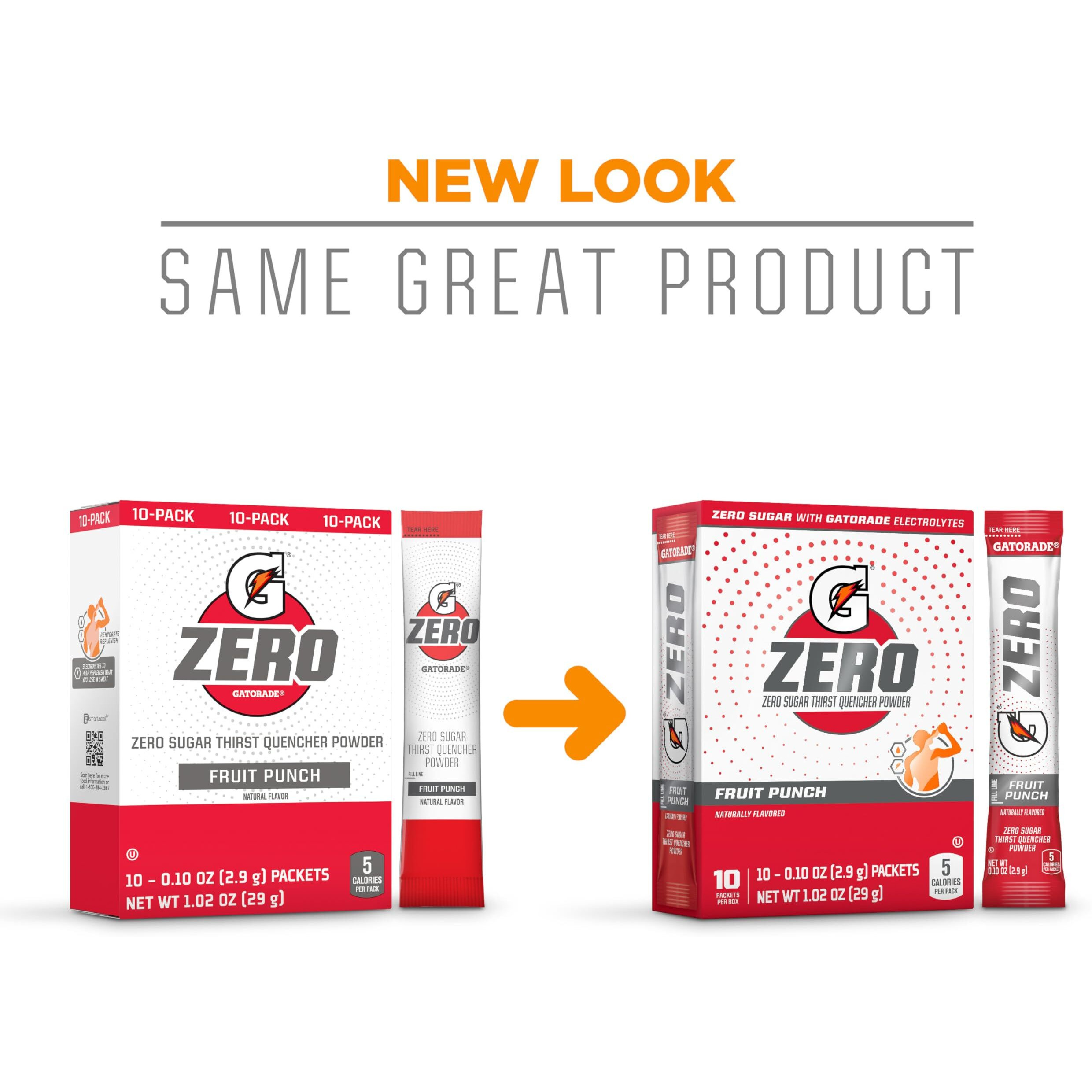 Gatorade G Zero Powder, Fruit Punch, 0.10Oz Packets, Makes 20 Ounces (120 Pack)
