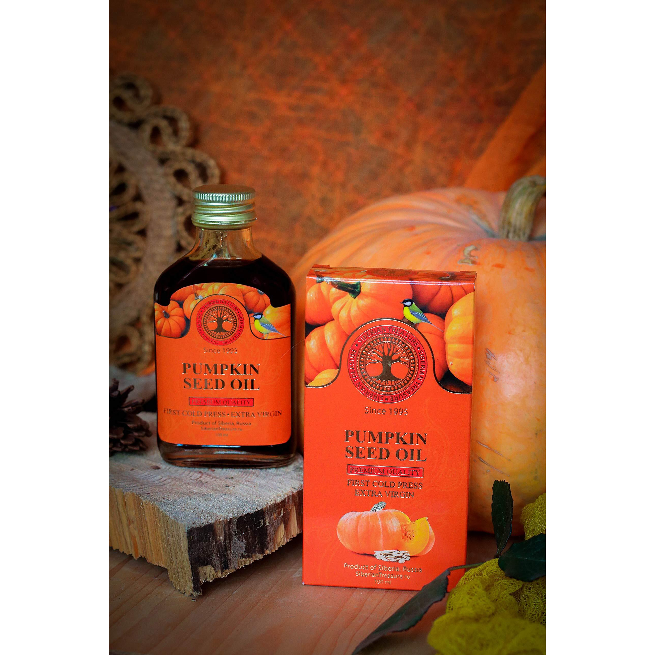 Siberian Pumpkin Seed Oil, Premium Quality, Extra Virgin, First Cold Press, 100 Ml (3.4 Fl Oz)