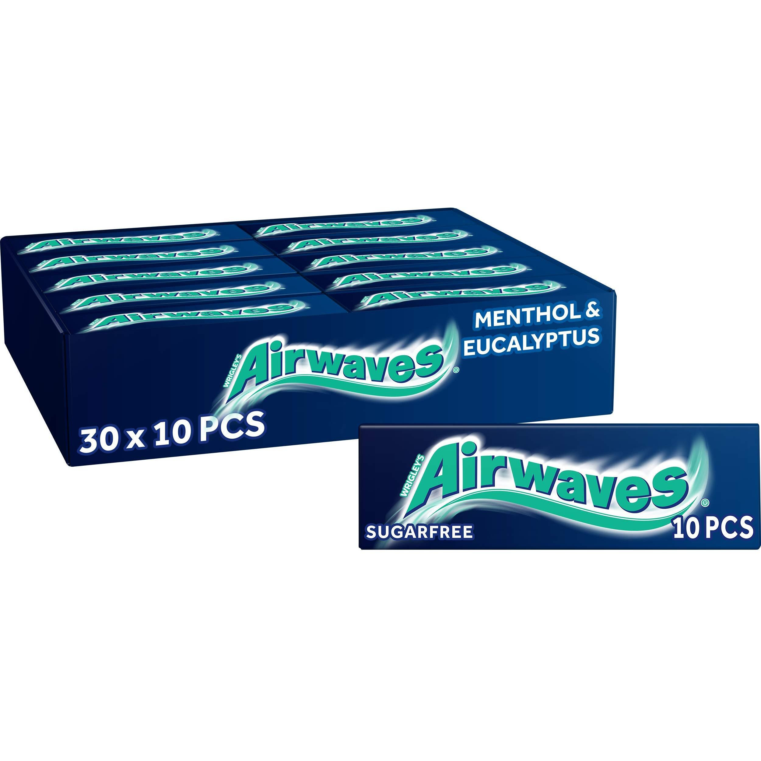 Airwaves Menthol & Eucalyptus Sugarfree Gum 10 Pellets - Pack Of 30