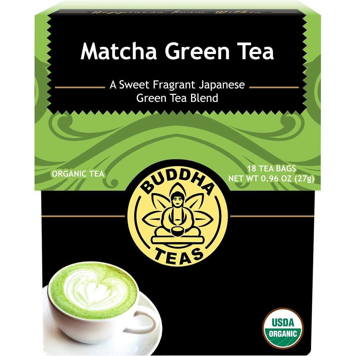 Buddha Teas - Organic Matcha Green Tea - For Health & Wellbeing - With Antioxidants & Minerals - Clean Ingredients - Contains Caffeine - Ou Kosher & Organic - 18 Tea Bags (Pack Of 1)