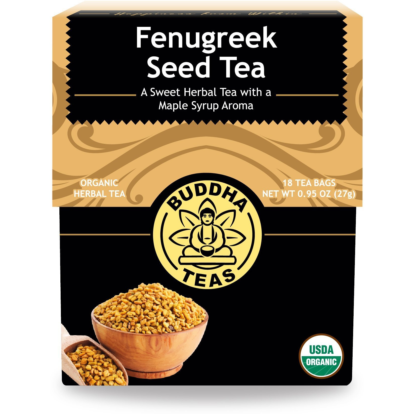 Buddha Teas Organic Fenugreek Seed Tea - Ou Kosher, Usda Organic, Ccof Organic, 18 Bleach-Free Tea Bags