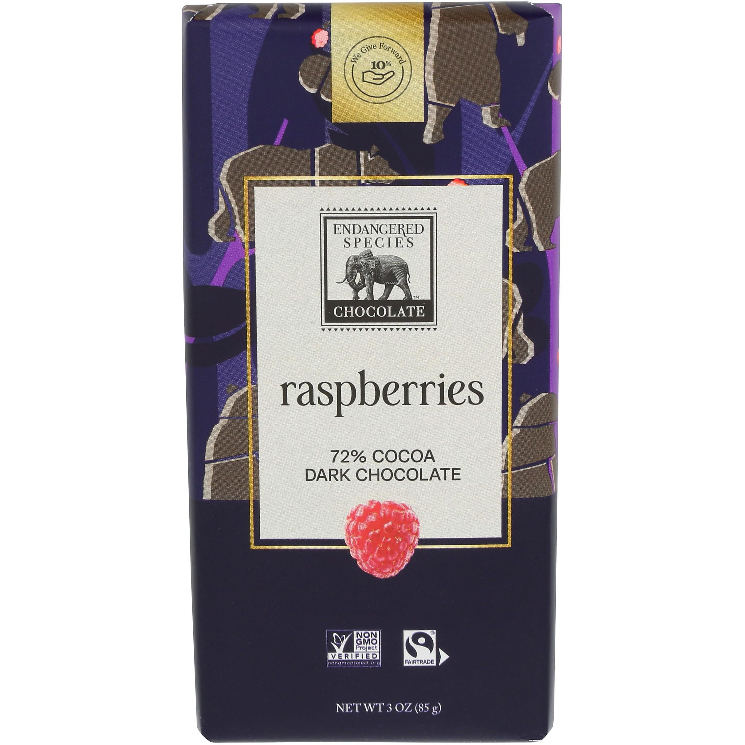 Endangered Species Chocolate Bar Grizzly Dark Raspberry, 3 Oz