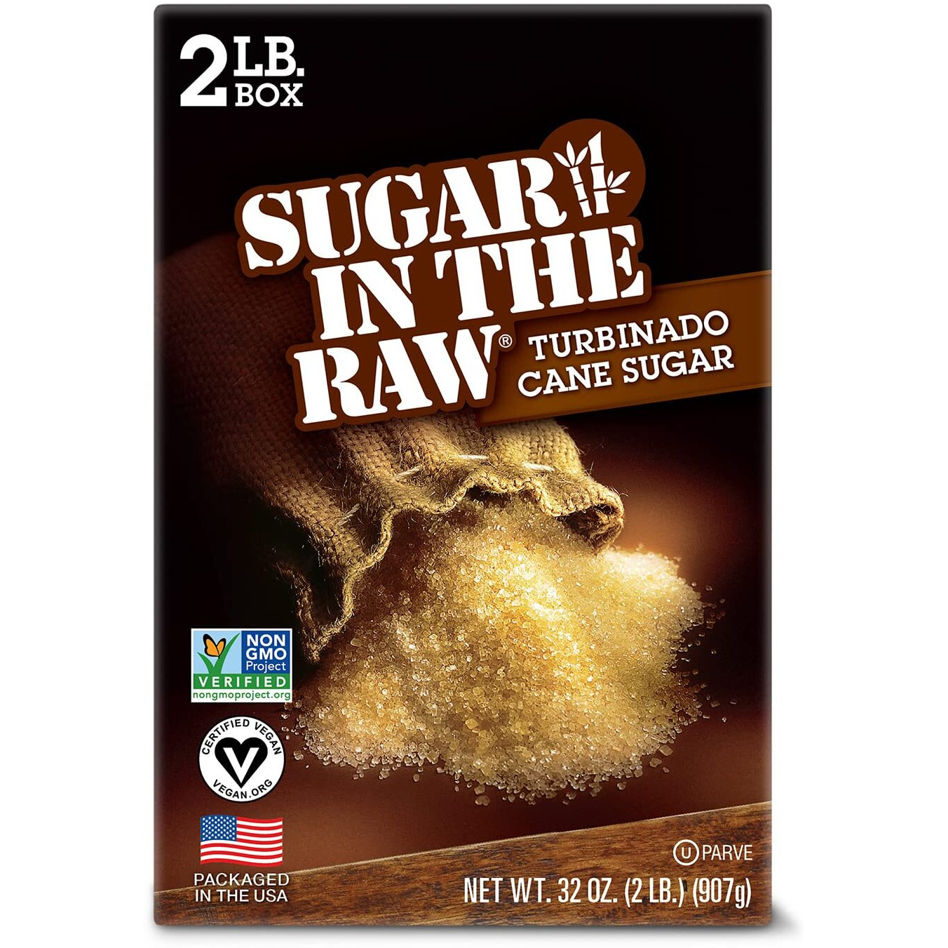 Sugar In The Raw Granulated Turbinado Cane Sugar, No Erythritol, Pure Natural Sweetener, Hot & Cold Drinks, Coffee, Cooking, Baking, Vegan, Gluten-Free, Non-Gmo, Bulk Sugar, 2 Pound (Pack Of 12)