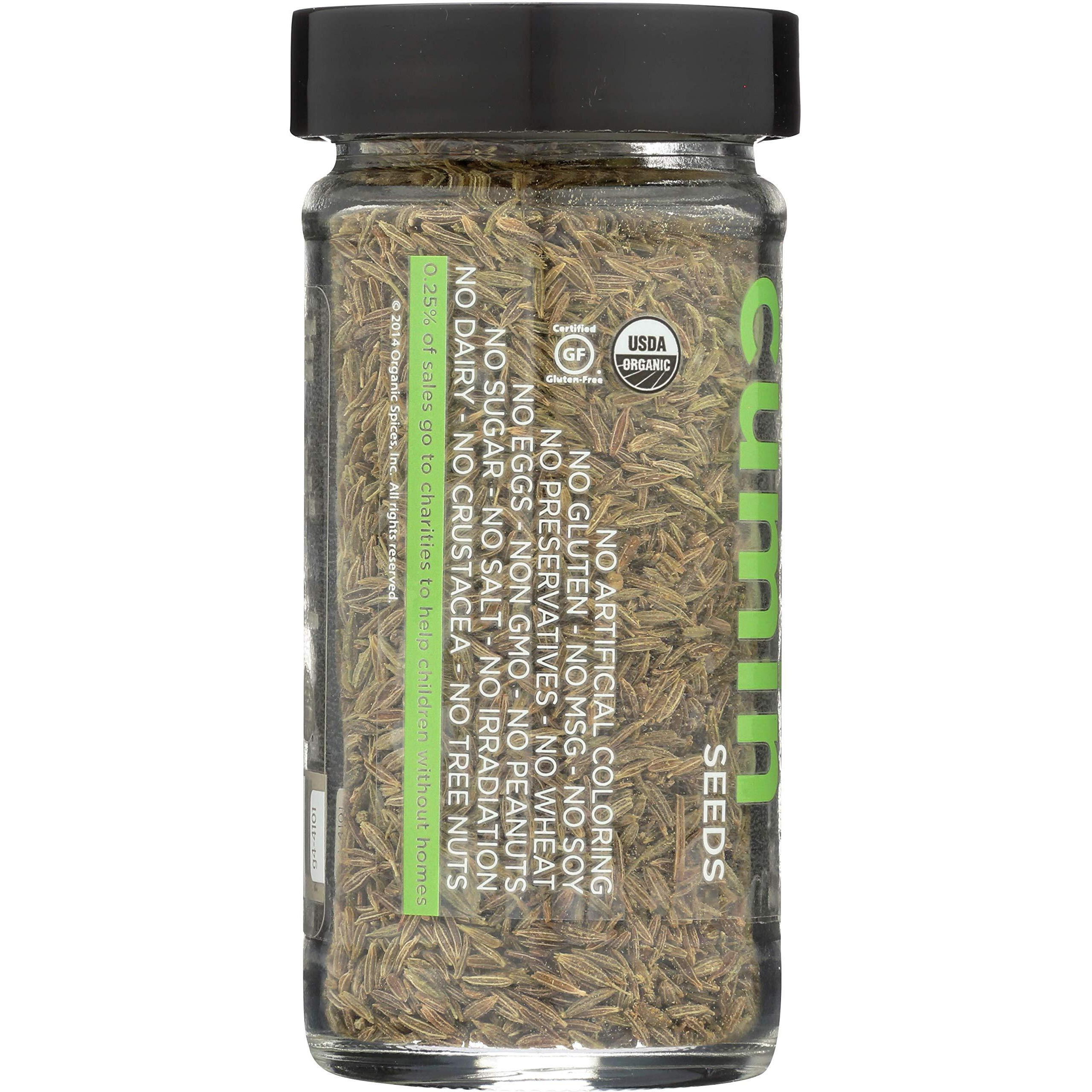Spicely Organic Cumin Seeds Whole 1.70 Ounce Jar Certified Gluten Free