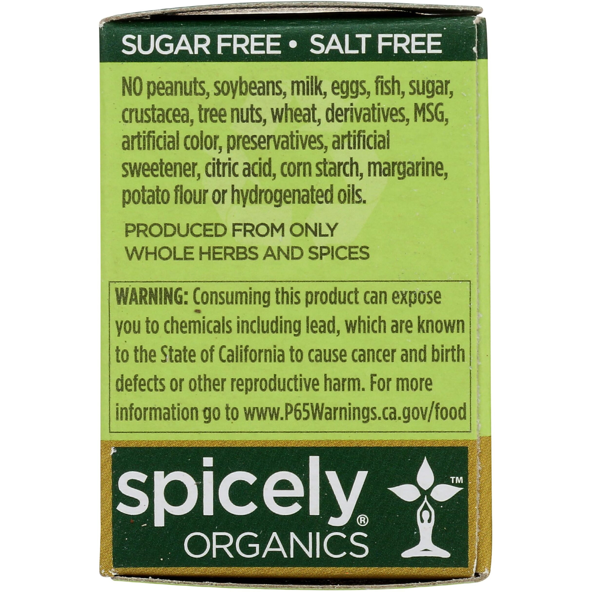 Spicely Organic Peppercorn Black Whole 0.45 Ounce Ecobox Certified Gluten Free