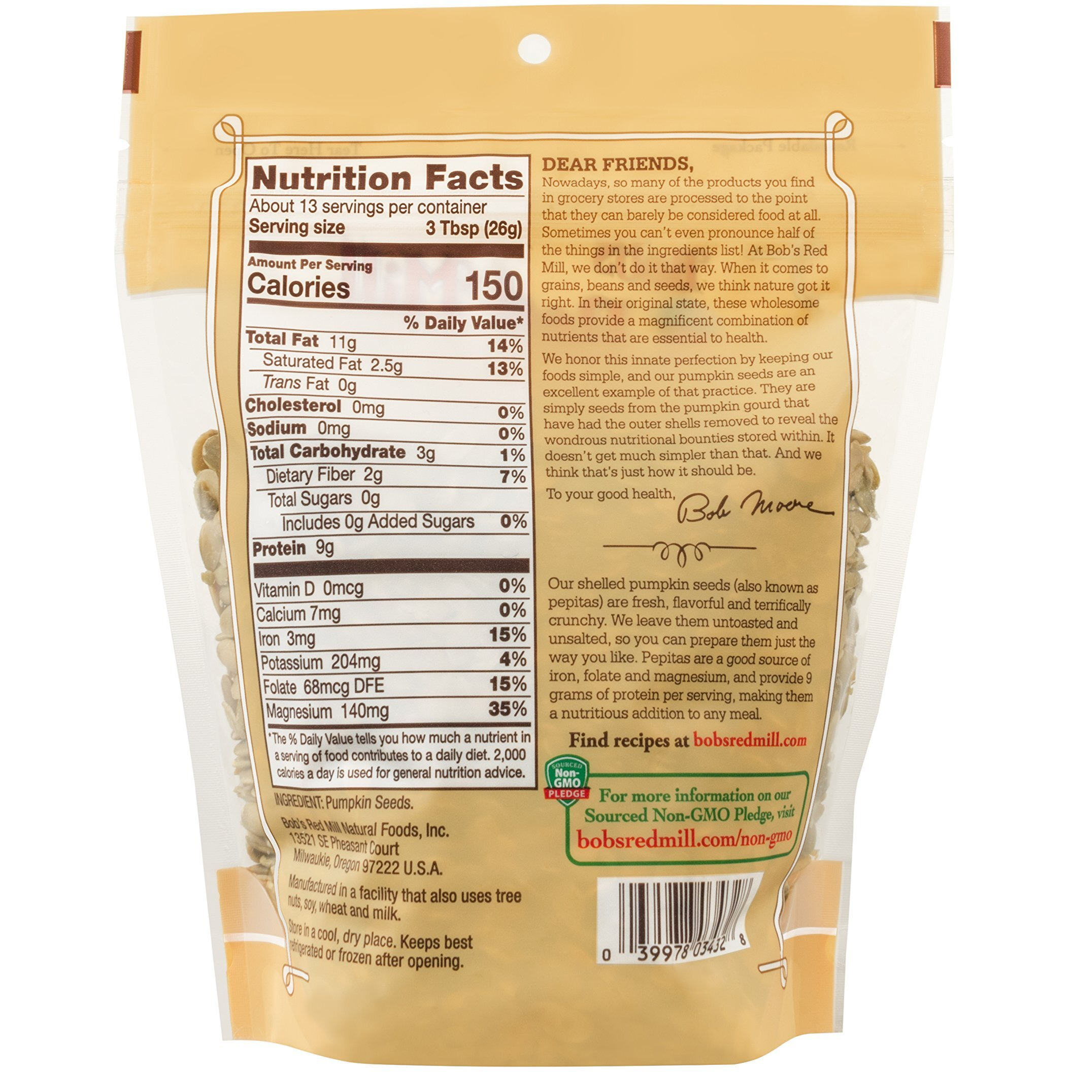 Bobs Red Mill Seeds Pumpkin, 12 Oz