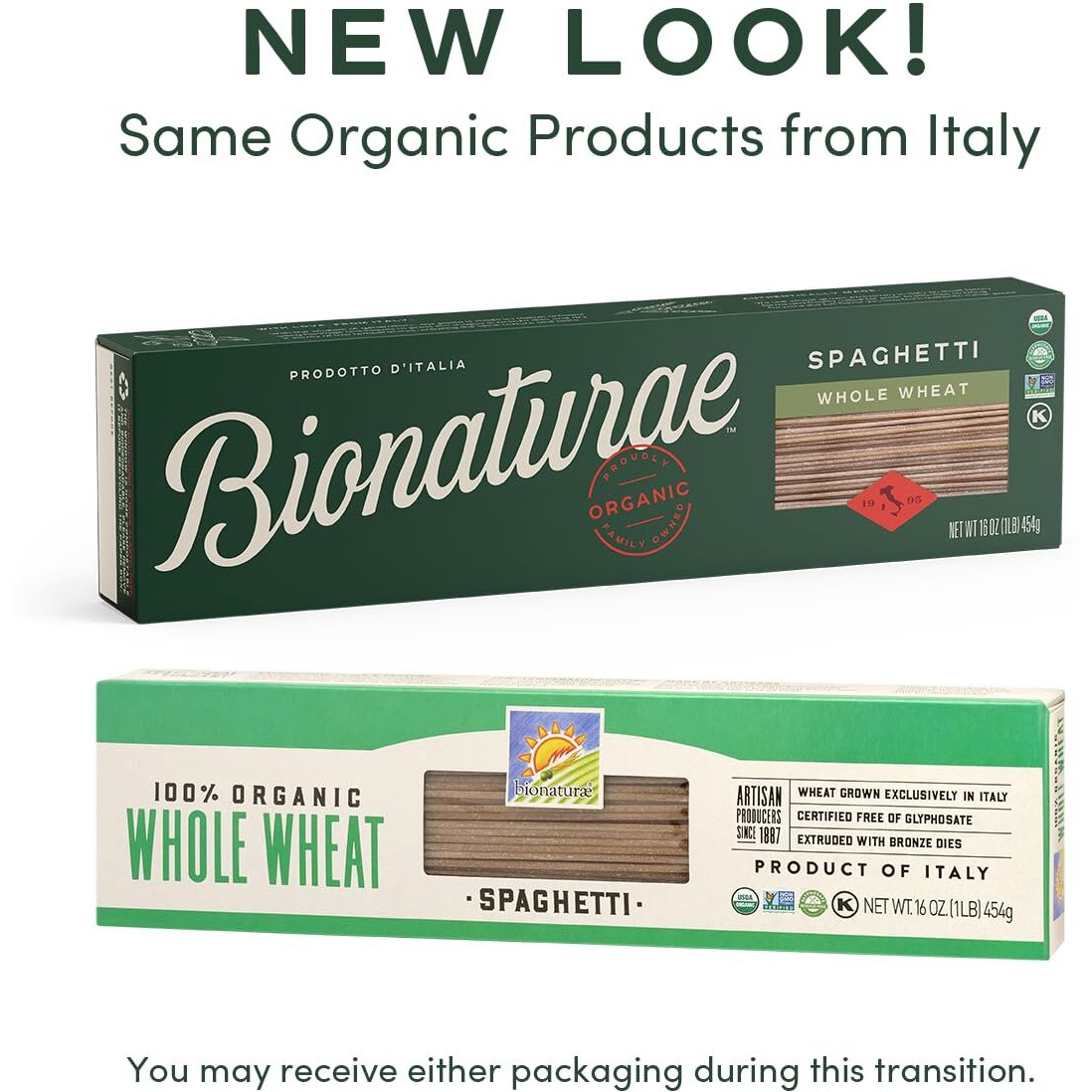 Bionaturae Spaghetti Pasta Noodles - Whole Wheat Pasta, Kosher Certified, High Protein, Non-Gmo, Usda Certified, Whole Wheat Spaghetti, Spaghetti Pasta Organic, Crafted In Italy - 16 Oz, 6 Pack