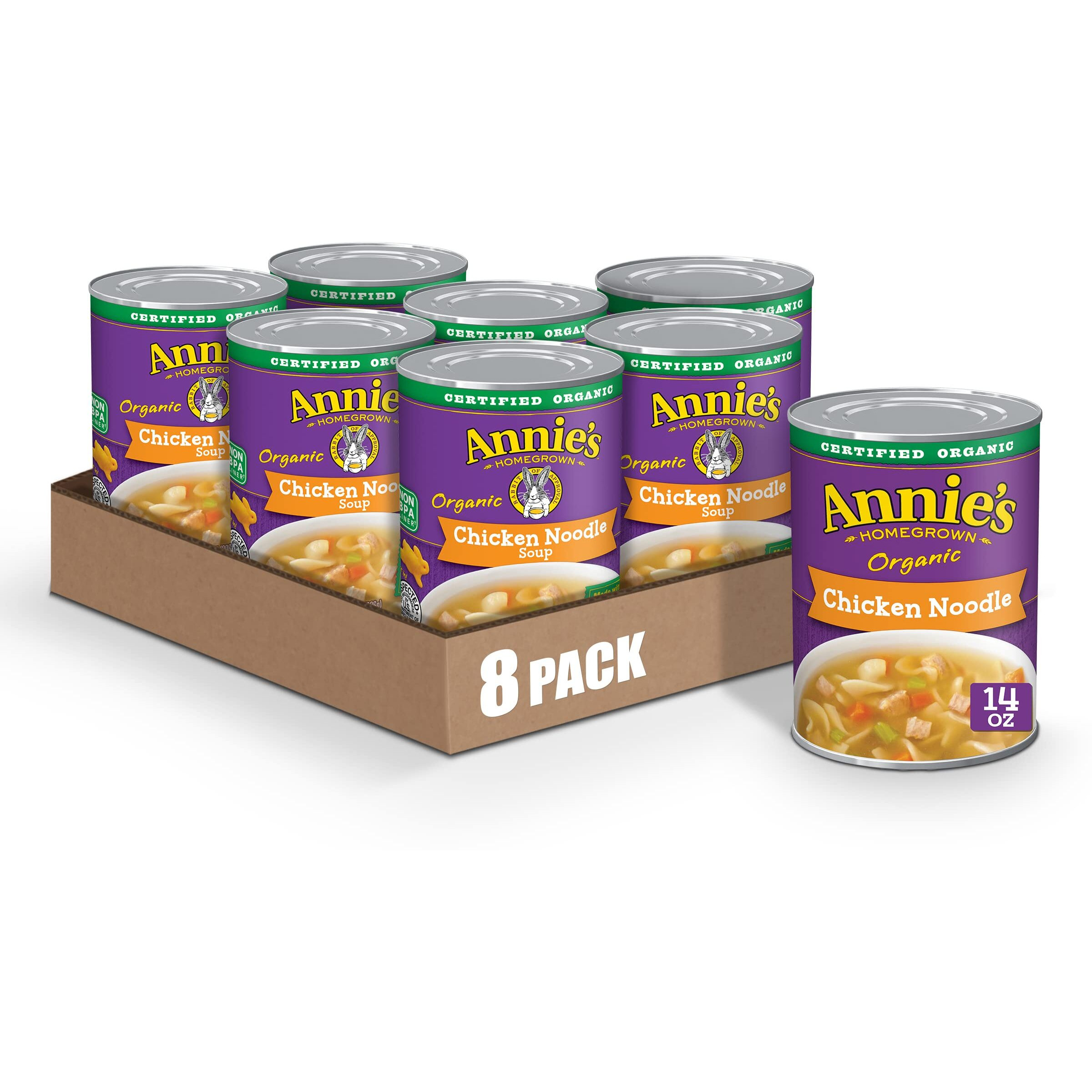 Annies Organic Chicken Noodle Canned Soup, Ready To Serve, 14 Oz. (Pack Of 8)