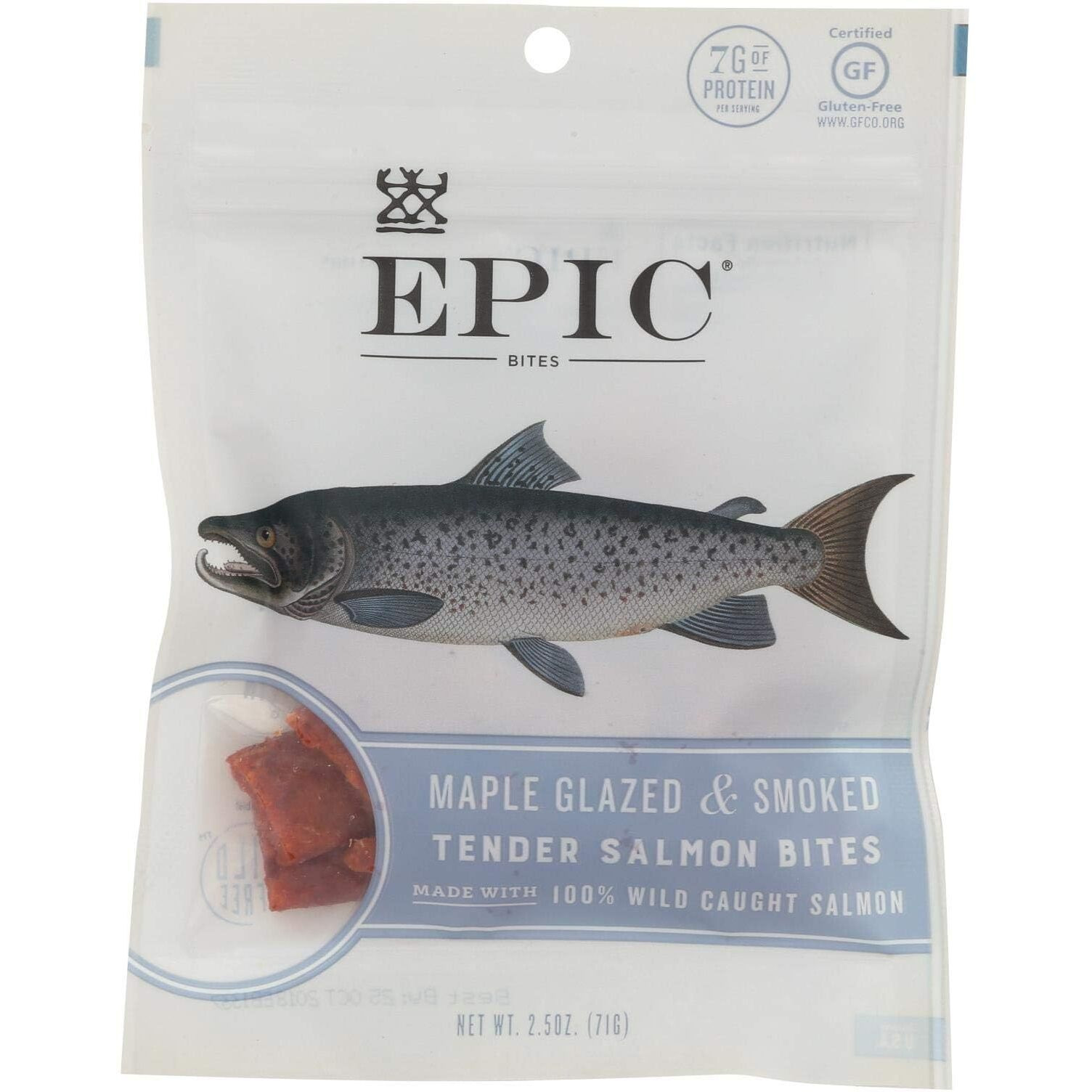 Epic Salmon Jerky Bites, Maple Glazed (Gluten Free) 2.5Oz (Pack Of 8)
