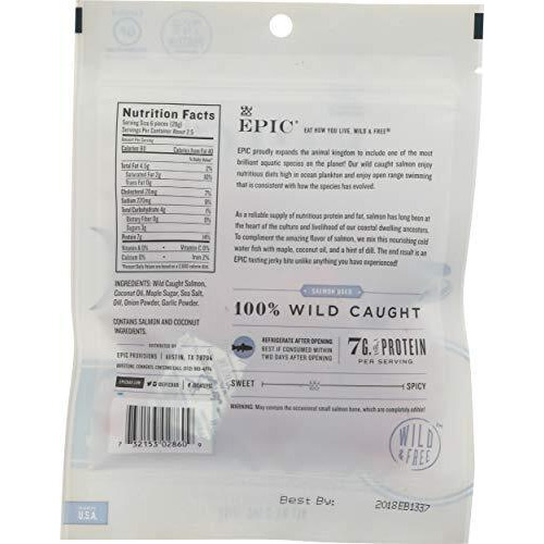 Epic Salmon Jerky Bites, Maple Glazed (Gluten Free) 2.5Oz (Pack Of 8)