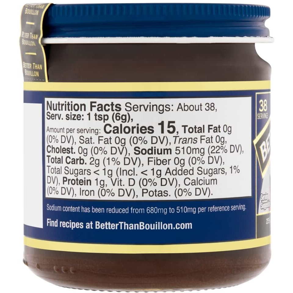 Better Than Bouillon Reduce Sodium Roasted Beef Base, 8 Oz (Pack Of 6)