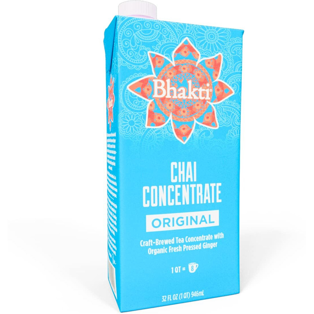 Bhakti Fair Trade Dairy-Free Premium Chai Tea - Original Concentrate (32 Ounce, 1 Count) - Experience The Fresh And Spicy Ginger Chai Difference
