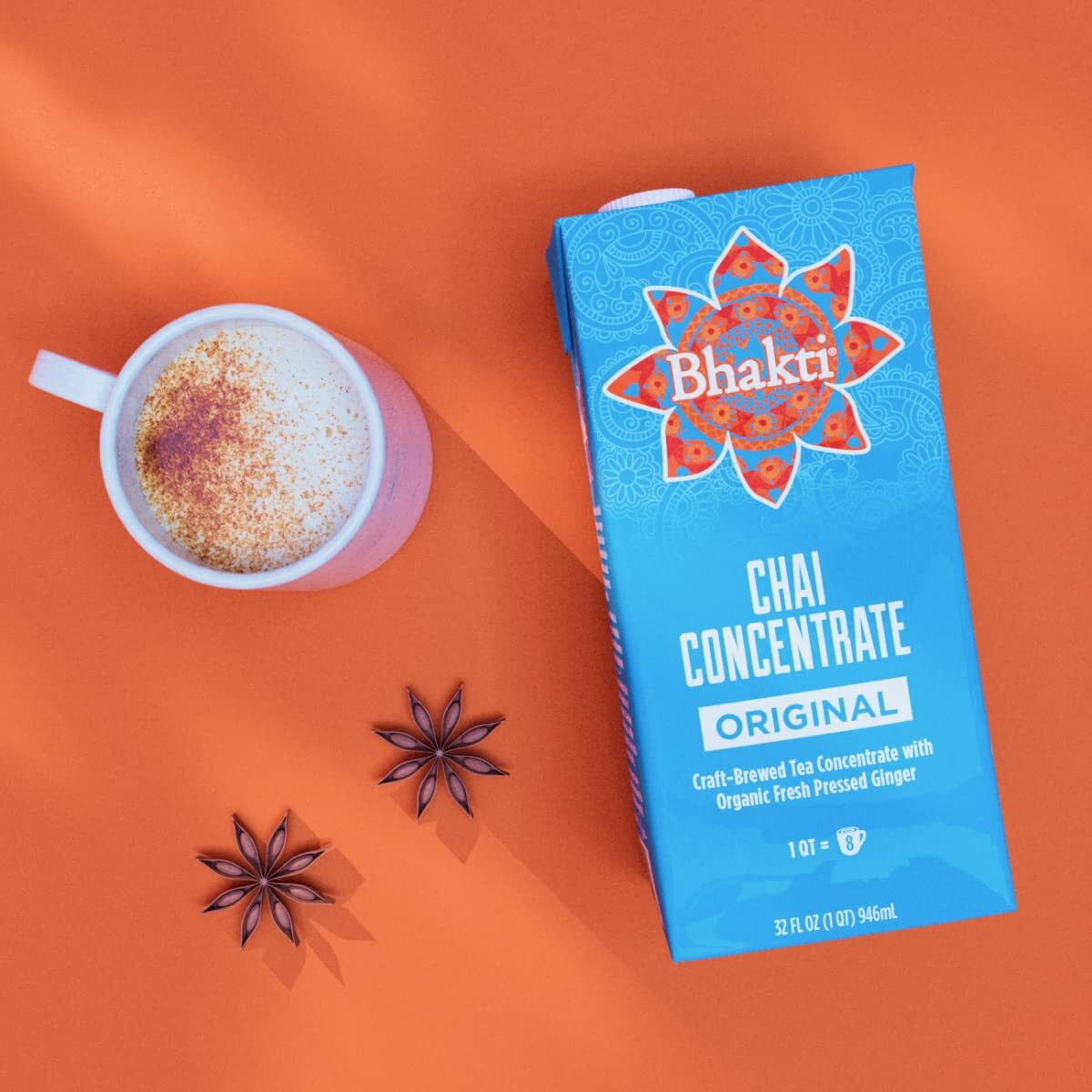 Bhakti Fair Trade Dairy-Free Premium Chai Tea - Original Concentrate (32 Ounce, 1 Count) - Experience The Fresh And Spicy Ginger Chai Difference