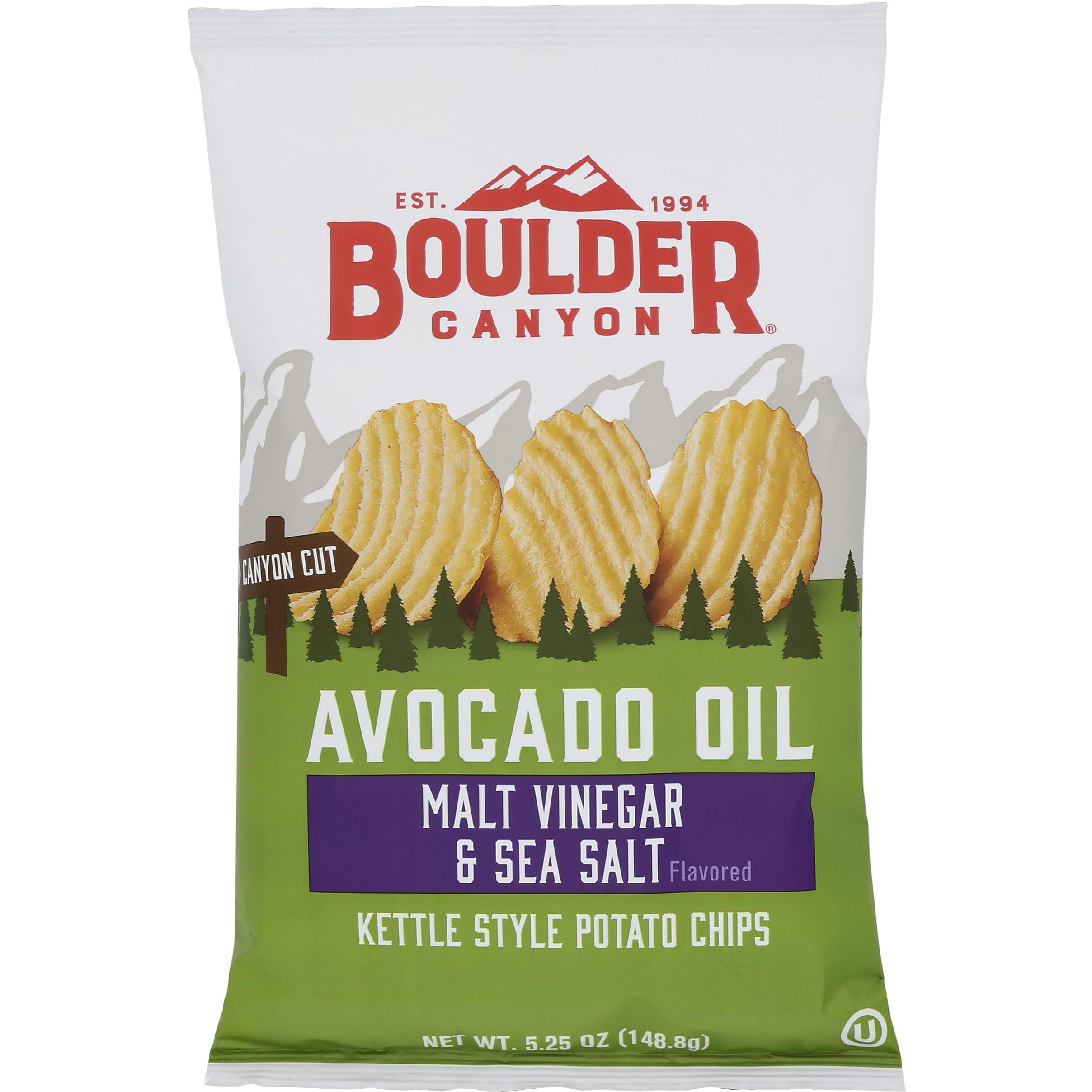 Boulder Canyon, Chips Potato Canyon Cut Avocado Oil Vinegar N Salt, 5.25 Ounce