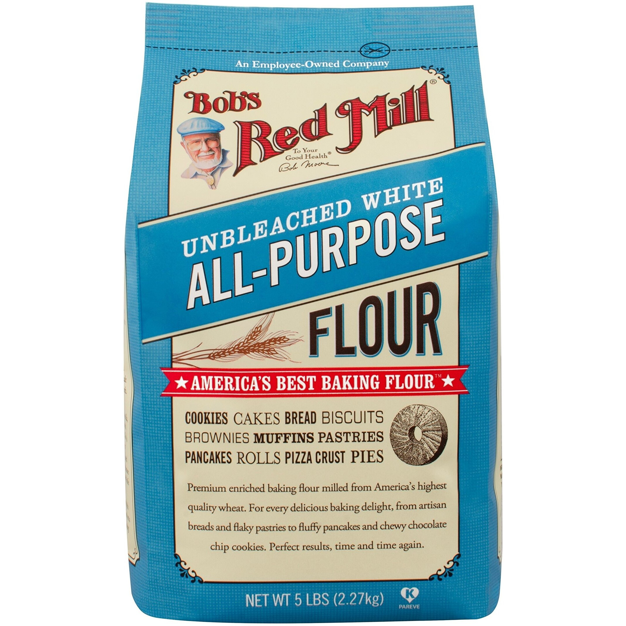 Bob's Red Mill Unbleached White All Purpose Baking Flour, 5 Pound (Pack Of 4)