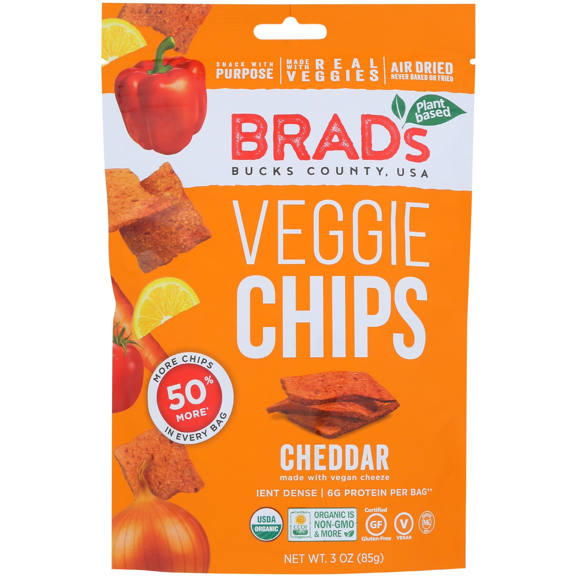 3Oz Cheddar Flavor - Famous Brads Raw Chips - Vegan, Gluten Free, Natural, Healthy Snack