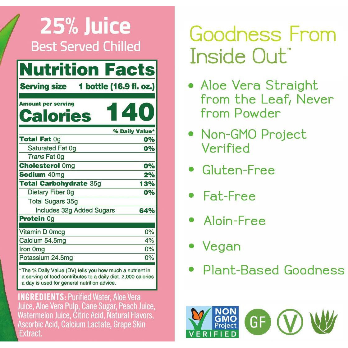 Alo Aloe Vera Juice Drink | Comfort - Watermelon + Peach | 16.9 Fl Oz, Pack Of 12 |Plant-Based Drink With Real Aloe Pulp