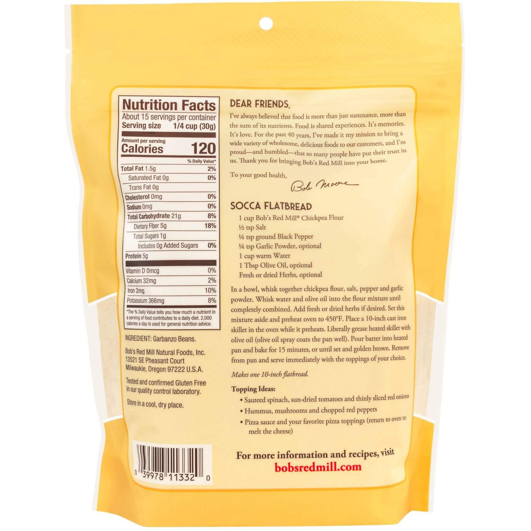 Bobs Red Mill Garbanzo Bean Flour, 16 Ounce (Pack Of 4)