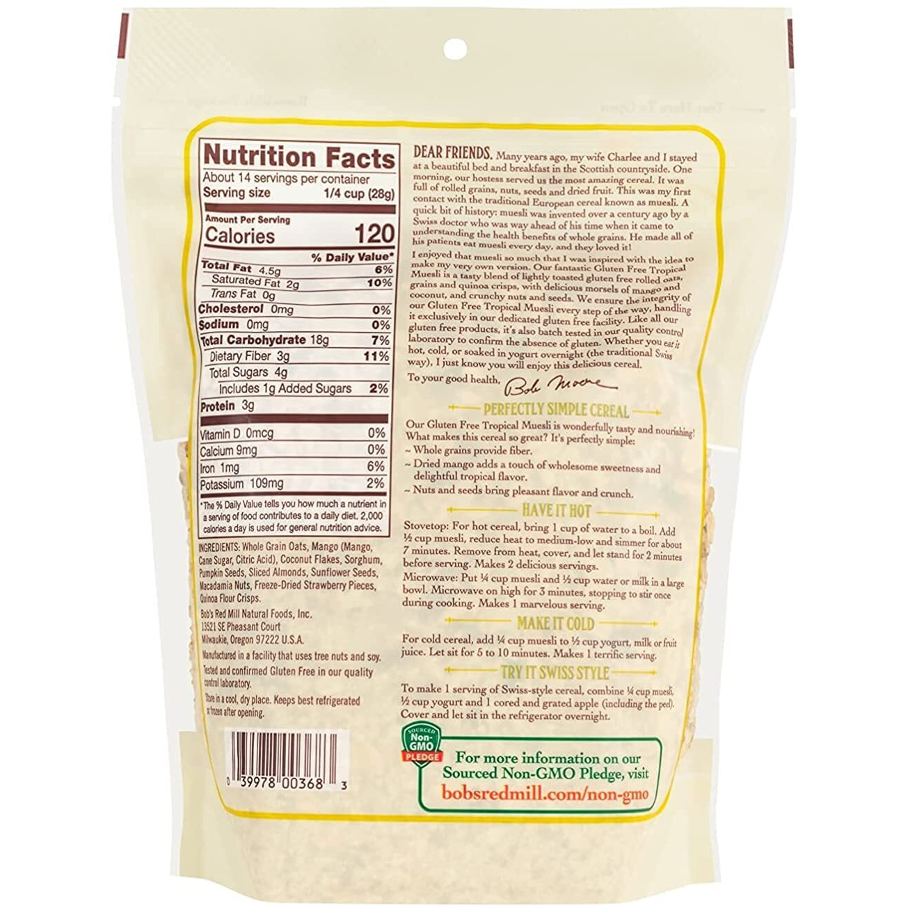Bob's Red Mill Tropical Muesli, 14 Ounce (Pack Of 4)