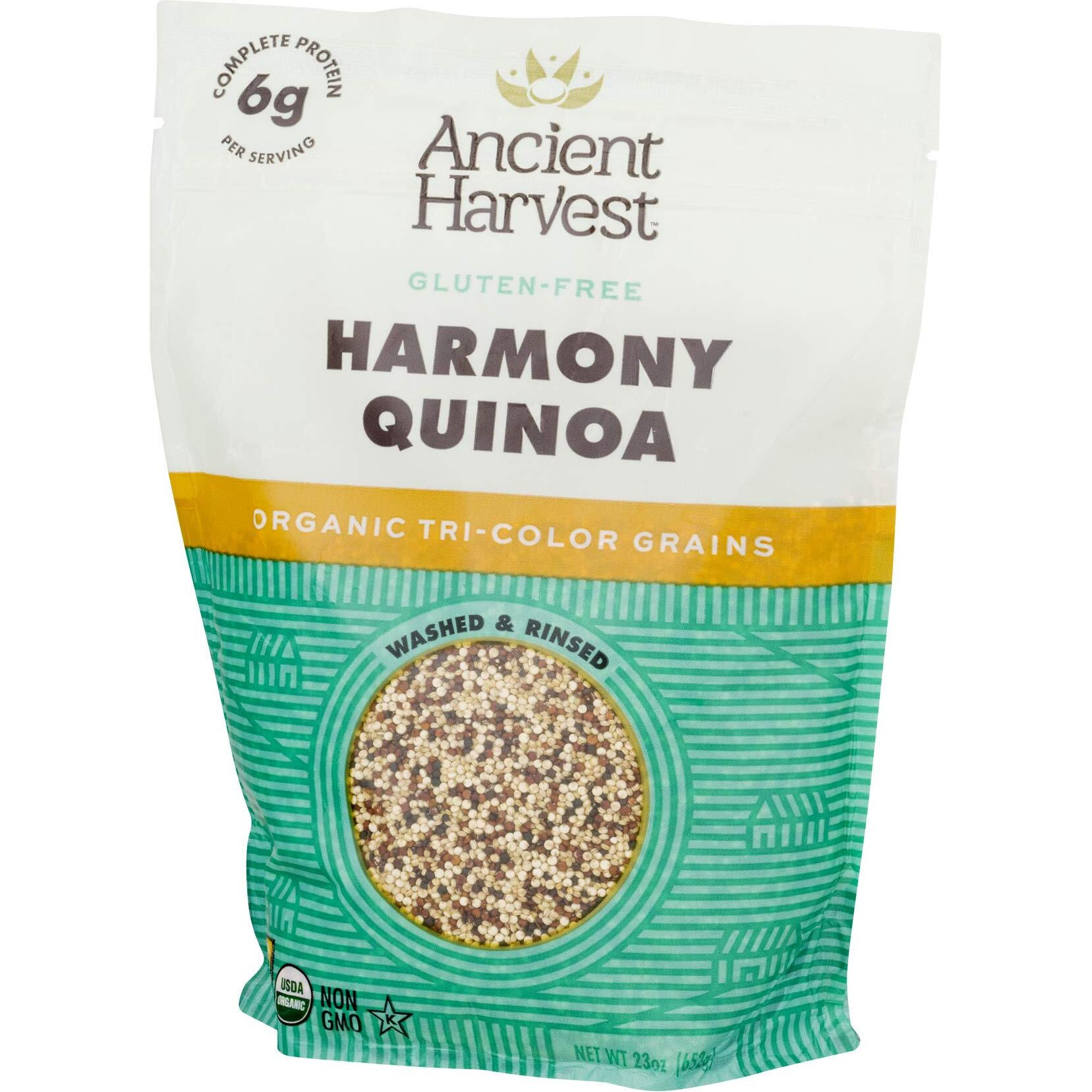 Ancient Harvest Organic Quinoa, Harmony Blend, 23 Ounce, Gluten Free, Non-Gmo, Vegan, Organic Pre-Rinsed 3-Variety Quinoa Blend, High In Protein, Iron, Potassium, Folate, Omega-3S