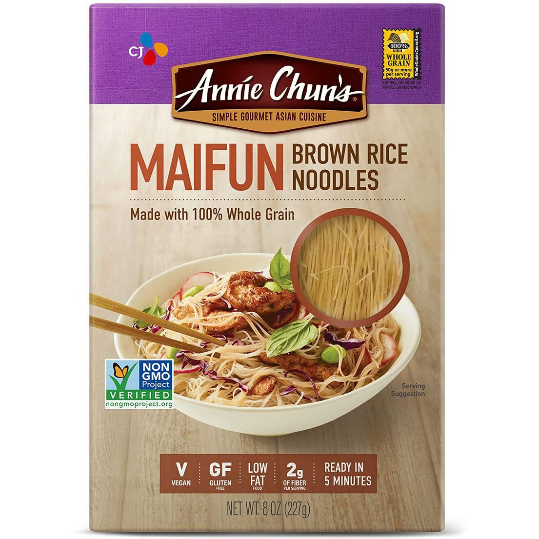 Annie Chun's Brown Rice Noodles, Maifun | Vegan, 8-Oz (Pack Of 6) | Whole Grain | Gluten-Free Alternative To Angel Hair Pasta (43713-60947)