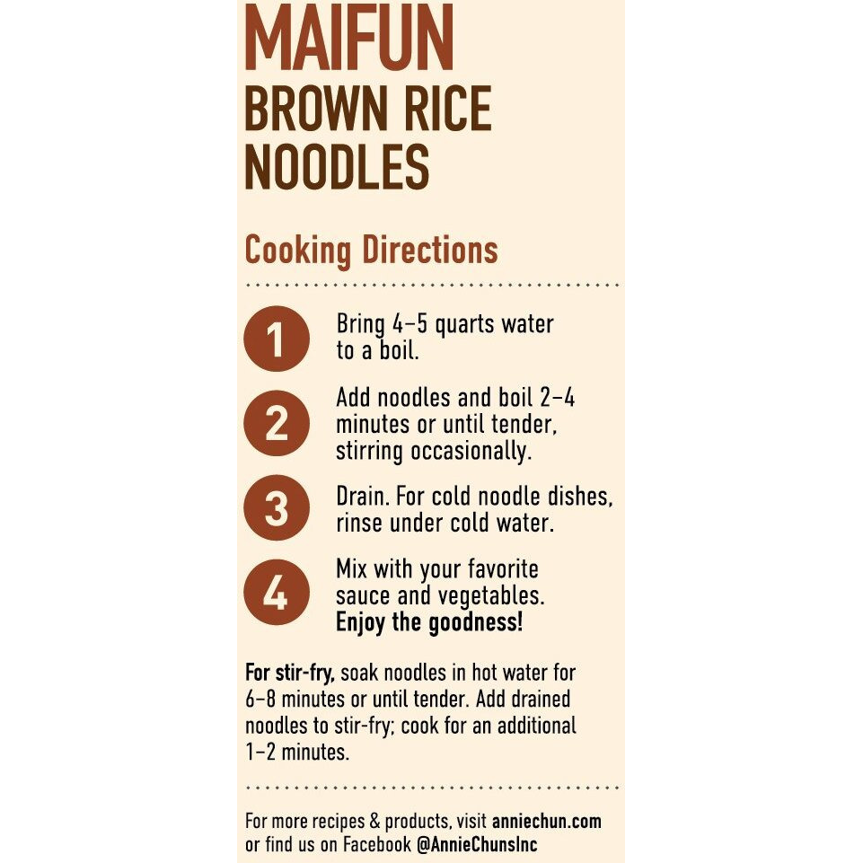 Annie Chun's Brown Rice Noodles, Maifun | Vegan, 8-Oz (Pack Of 6) | Whole Grain | Gluten-Free Alternative To Angel Hair Pasta (43713-60947)