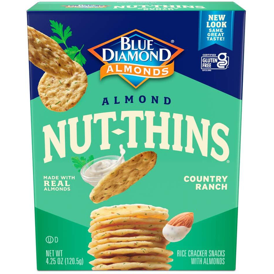 Blue Diamond Almonds Gluten Free Almond Nut-Thins Cracker Crisps, Country Ranch, 4.25 Ounce (Pack Of 12)