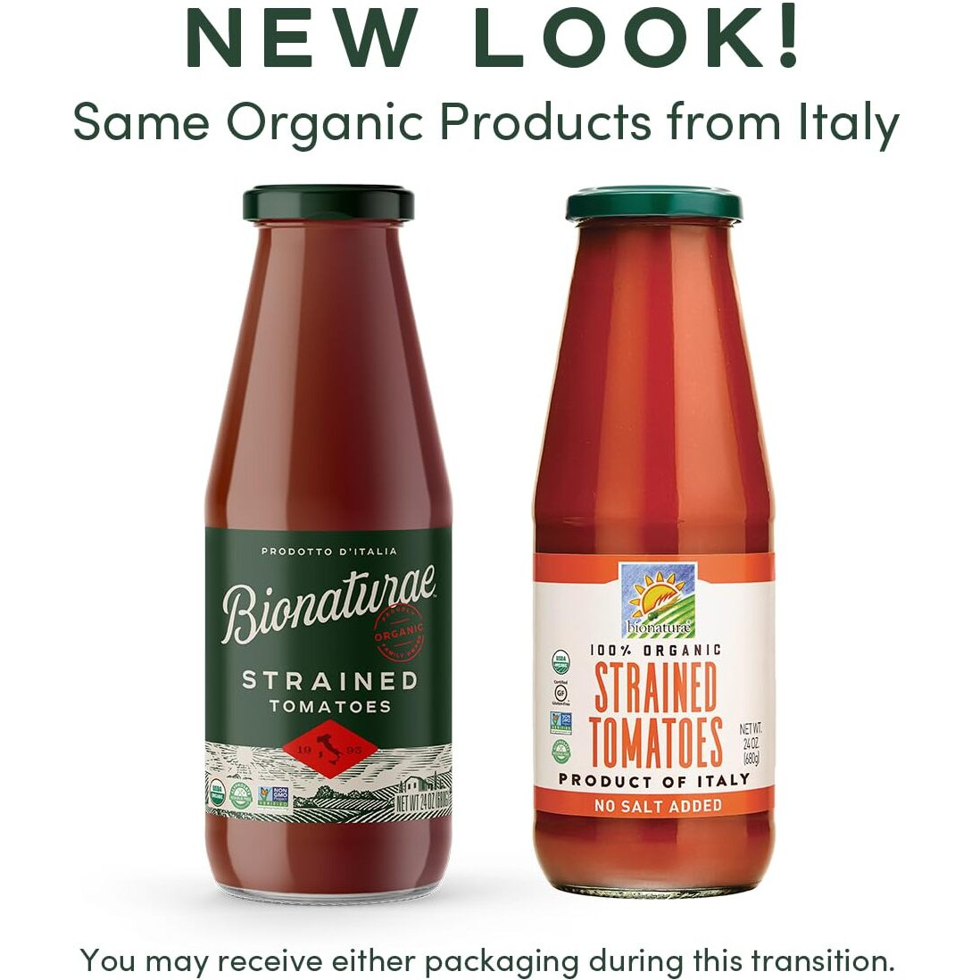 Bionaturae Organic Strained Tomatoes - No Salt Strained Tomatoes, Strained Tomatoes In A Jar, Keto Friendly, Non-Gmo, Usda Certified Organic, No Added Sugar, Made In Italy - 24 Oz, 6 Pack