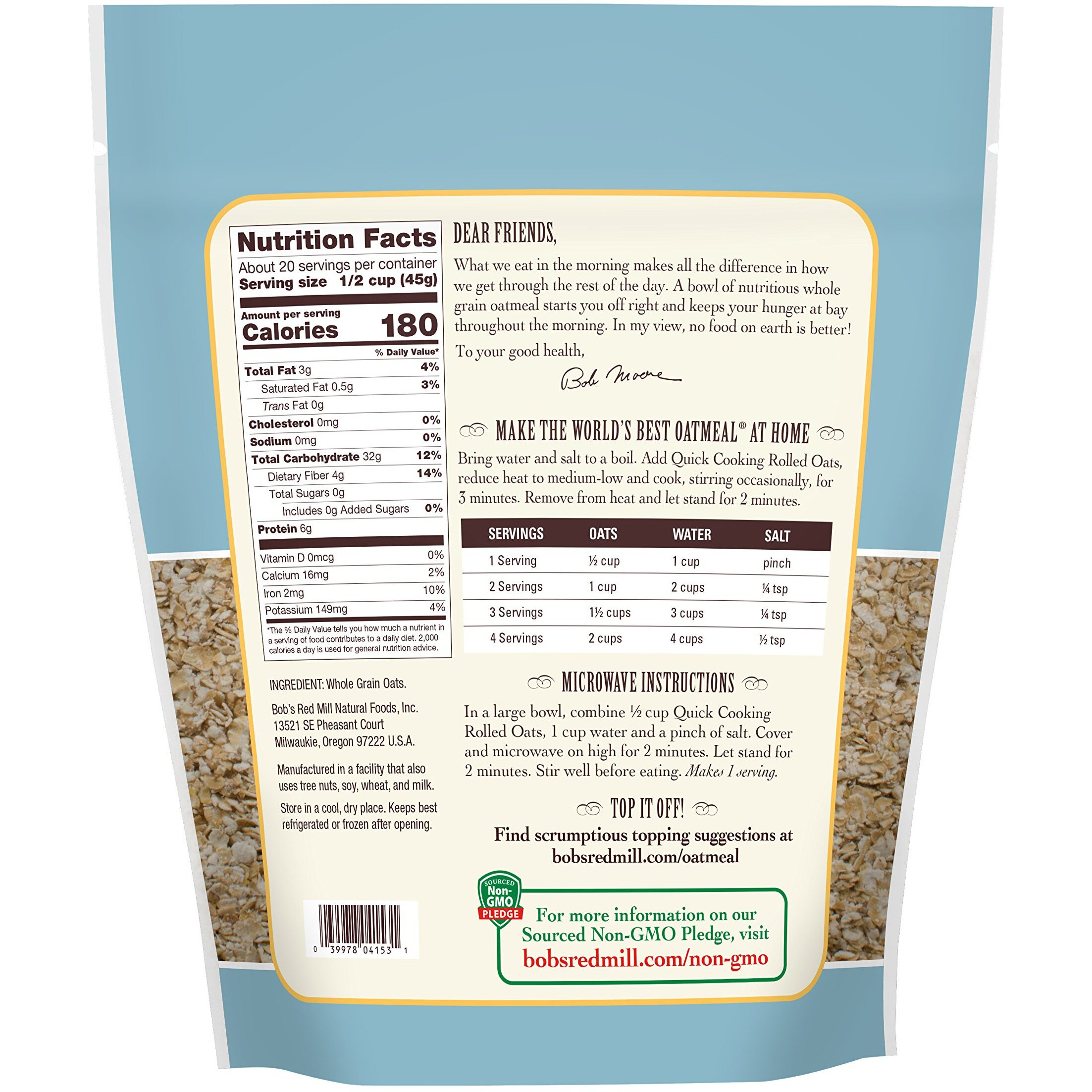 Bob's Red Mill Quick Cooking Rolled Oats, 32 Ounce