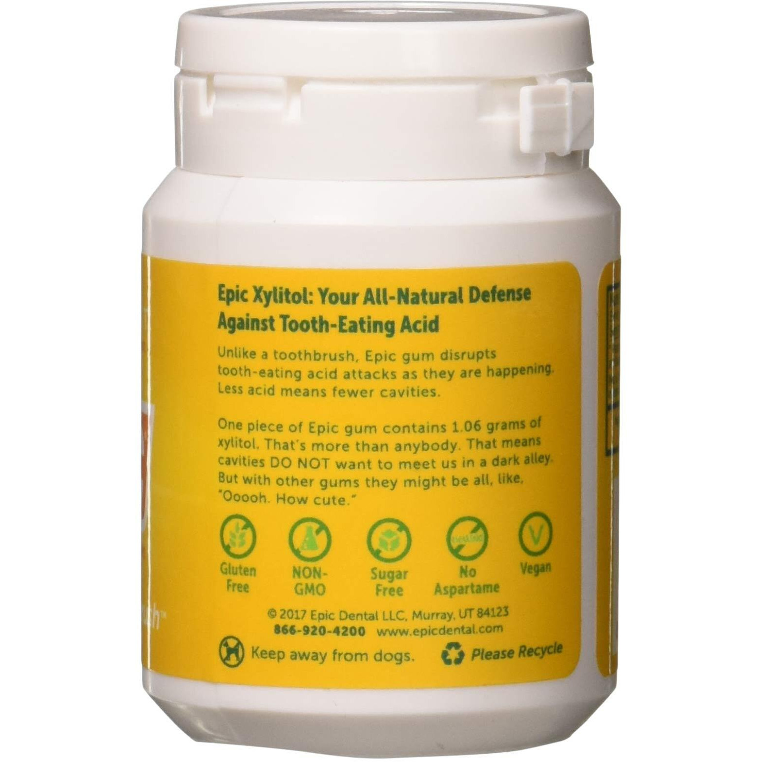 Epic Xylitol Chewing Gum - Sugar Free & Aspartame Free Chewing Gum Sweetened W/Xylitol For Dry Mouth & Gum Health (Fresh Fruit, 50-Piece Bottle, 3 Bottles)