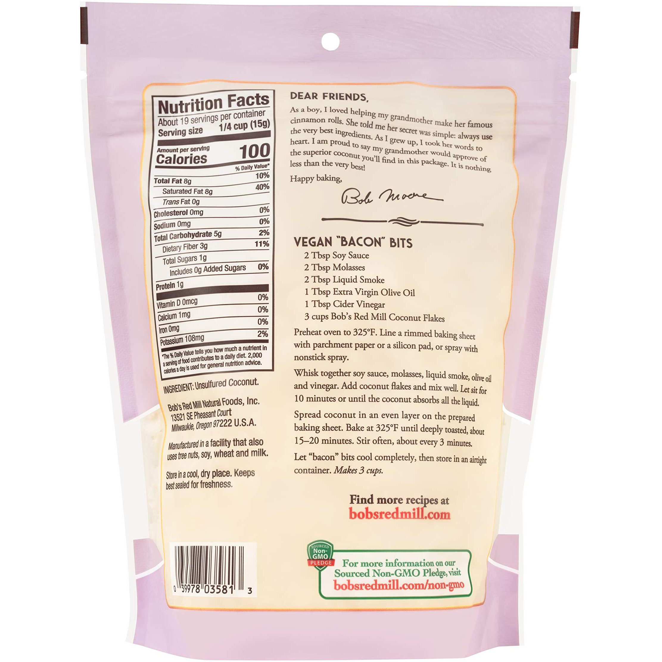 Bob's Red Mill Flaked Coconut, Unsweetened, 10 Oz