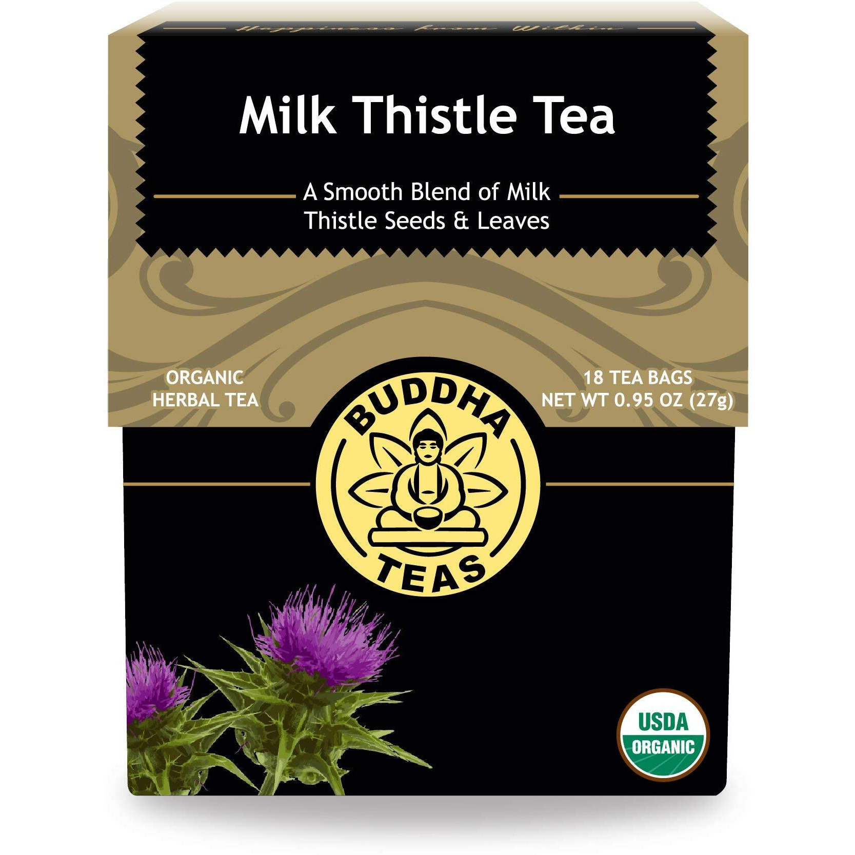 Buddha Teas Organic Milk Thistle Tea - Ou Kosher, Usda Organic, Ccof Organic, 18 Bleach-Free Tea Bags