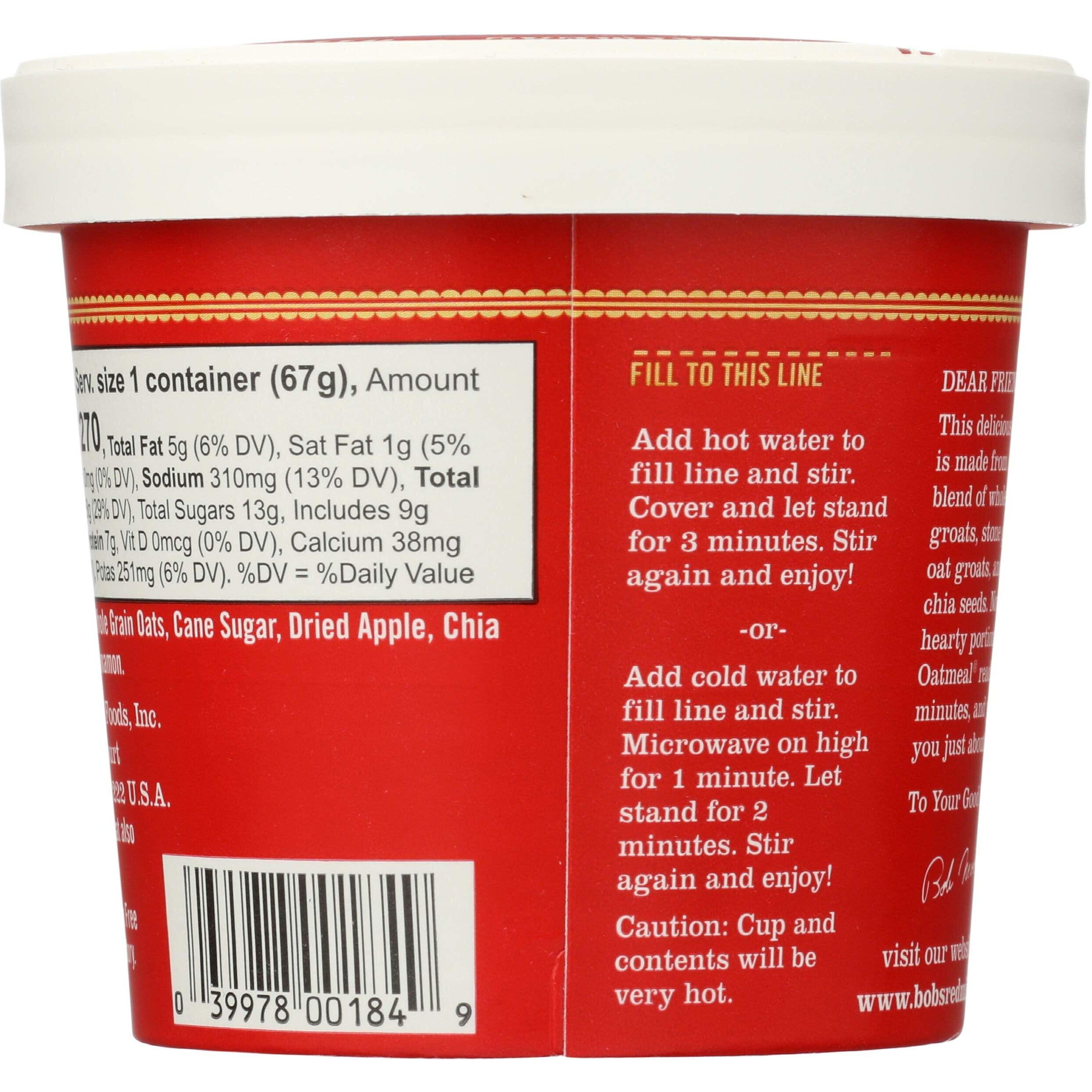 Bob's Red Mill Gluten-Free Apple Cinnamon Oatmeal, 2.36 Ounce, Pack Of 12