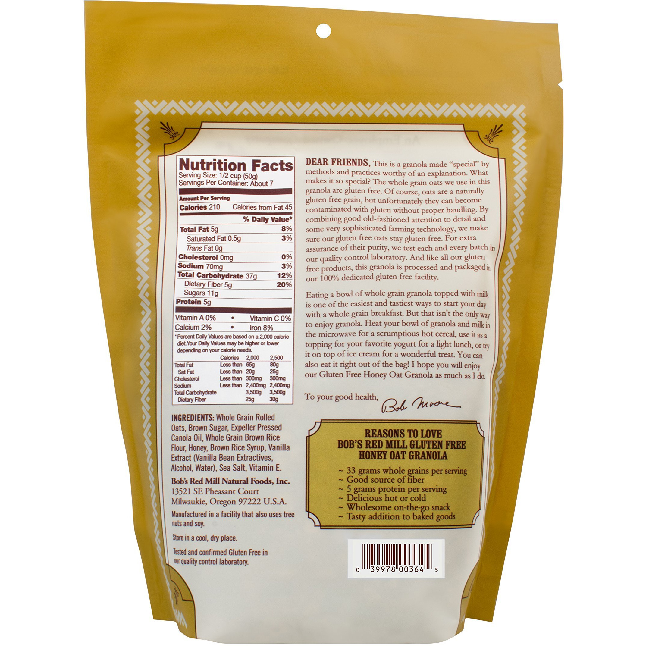 Bob's Red Mill Gluten Free Honey Oat Granola, 12-Ounce