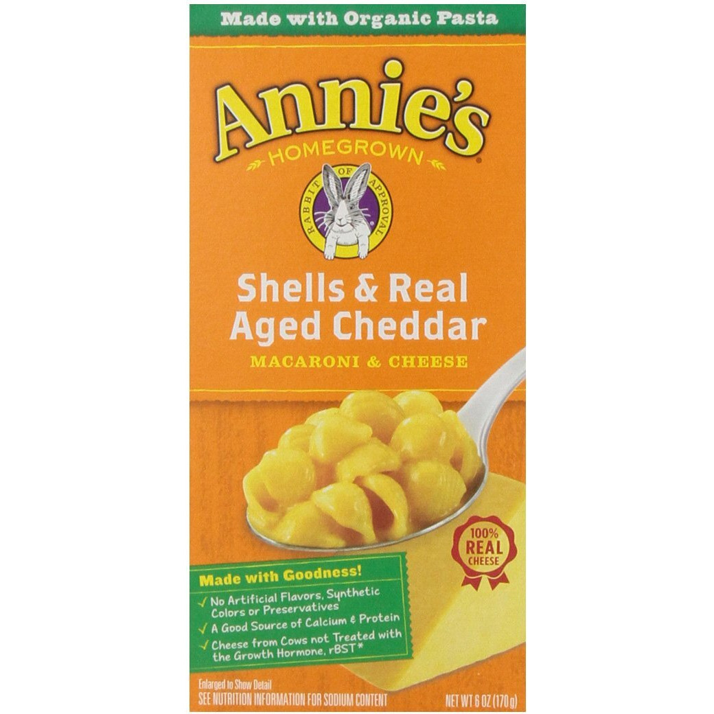 Annie's Homegrown Shells & Real Aged Wisconsin Cheddar, 6-Ounces (Pack Of12)