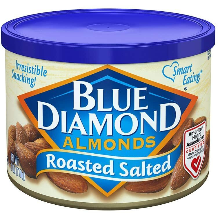 Blue Diamond Almonds, Roasted Salted Snack Nuts, 6 Ounce Can (Pack Of 12)