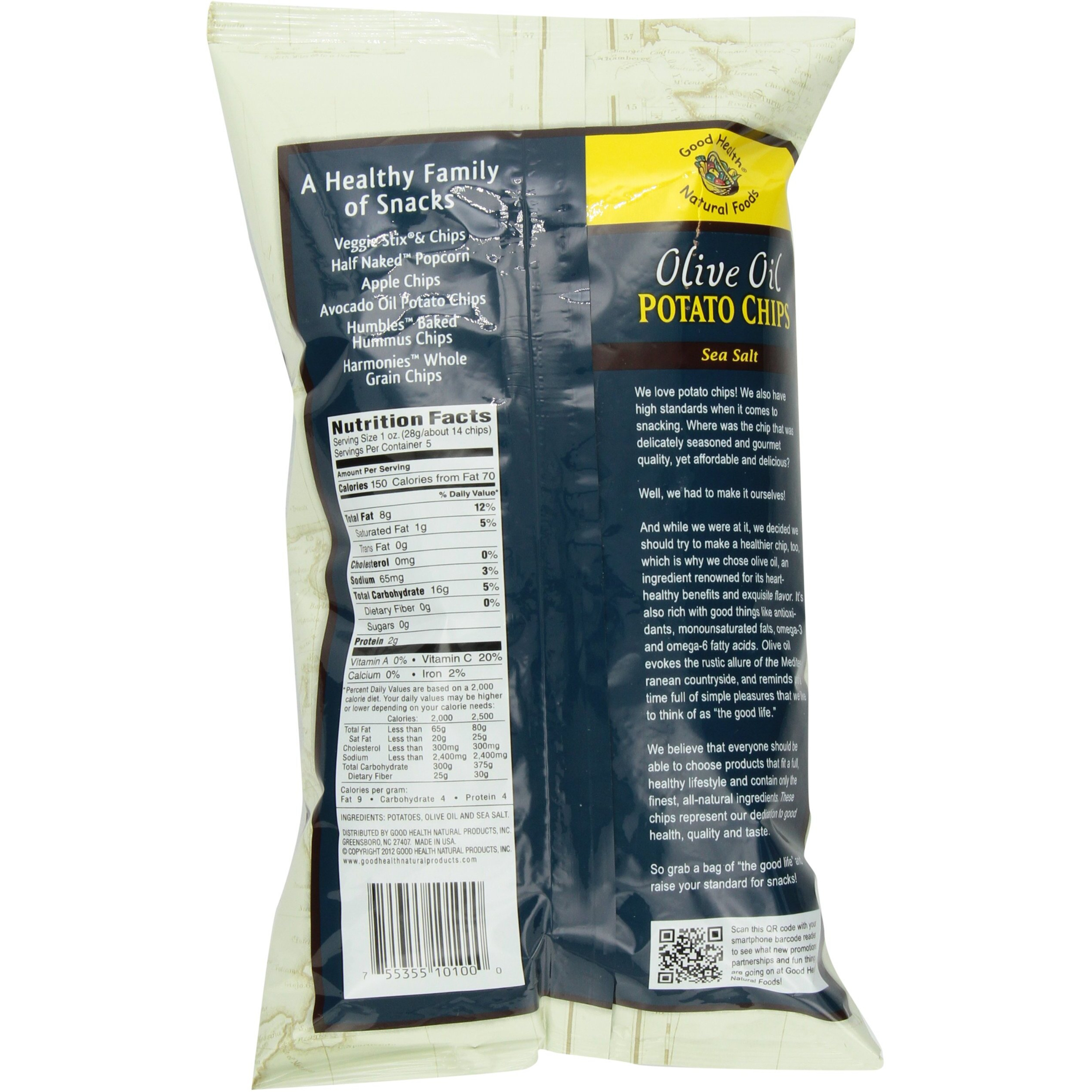 Good Health Kettle Style Potato Chips, Olive Oil & Sea Salt, 5 Oz. Bag, 12 Pack - Gluten Free, Crunchy Chips Cooked In 100% Olive Oil, Great For Lunches Or Snacking On The Go