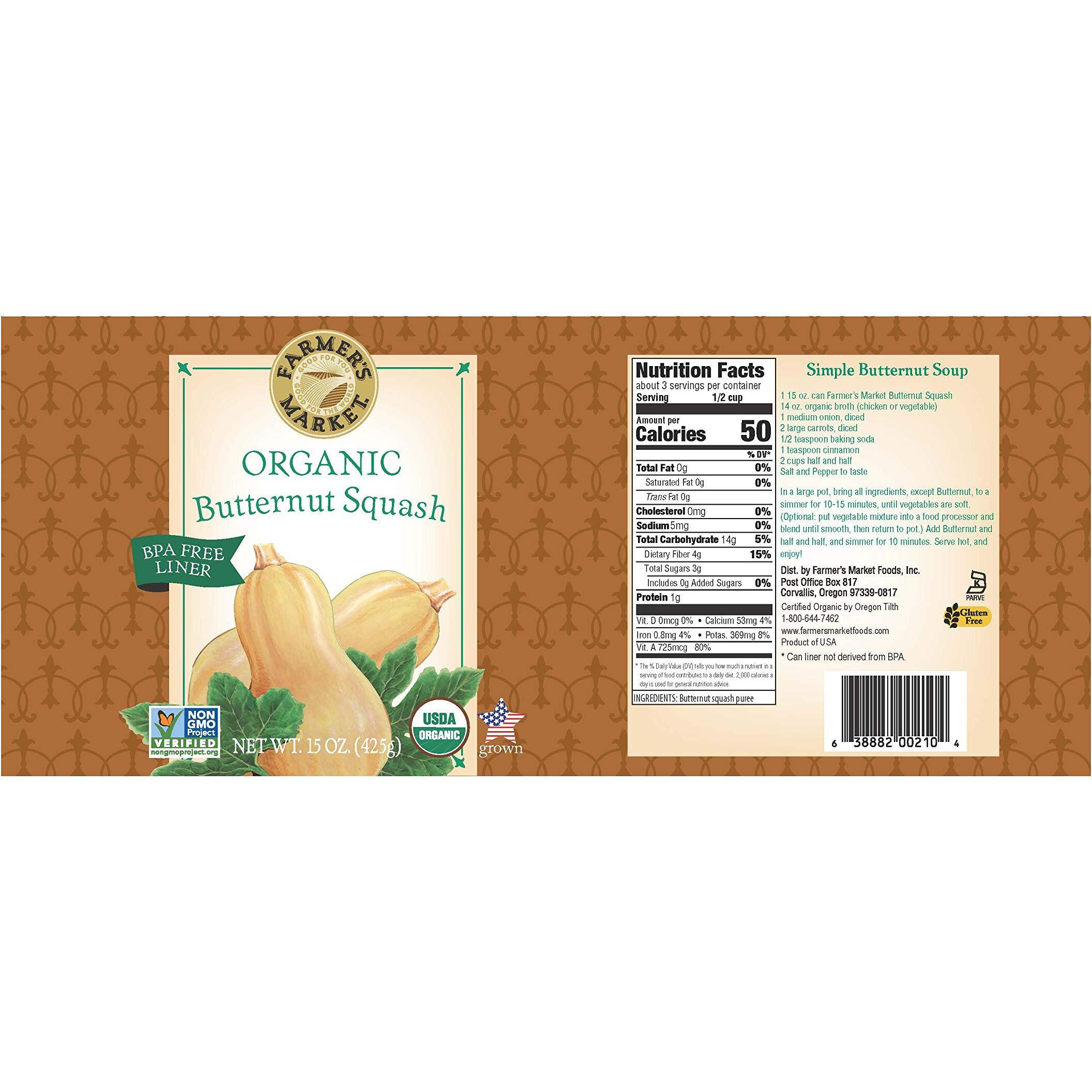 Farmer's Market Foods Organic Butternut Squash, 15-Ounce Cans (Pack Of 12)