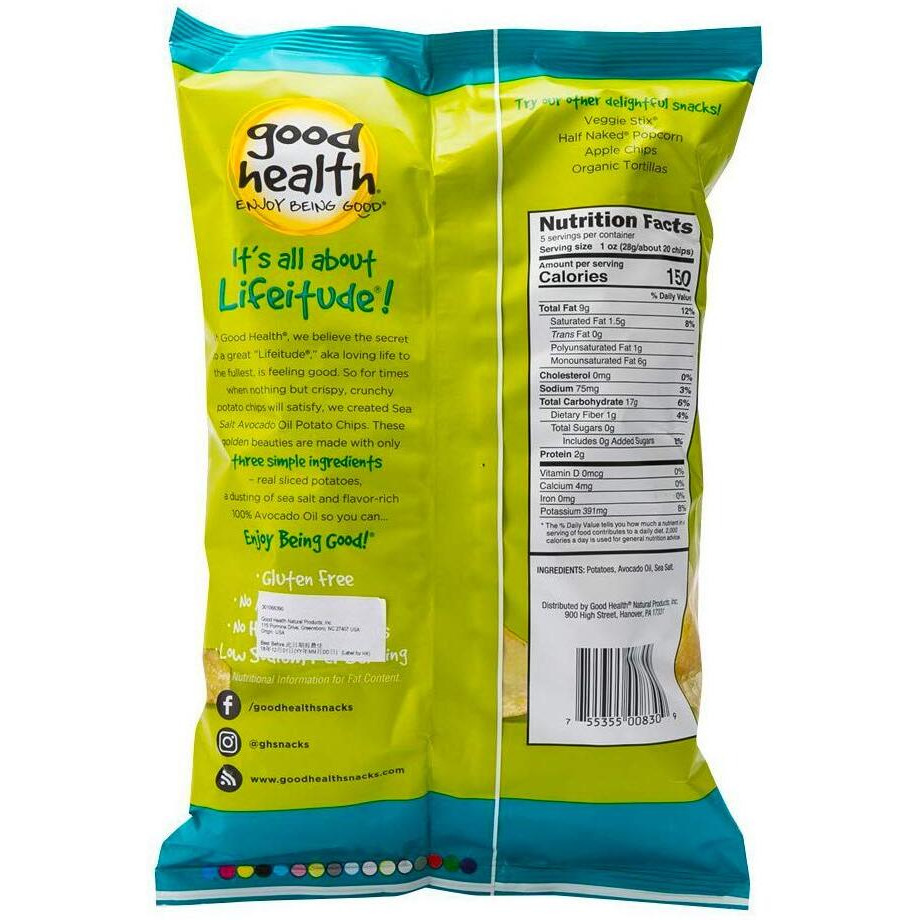 Good Health Kettle Style Chips, Avocado Oil Sea Salt Chips, 5 Oz