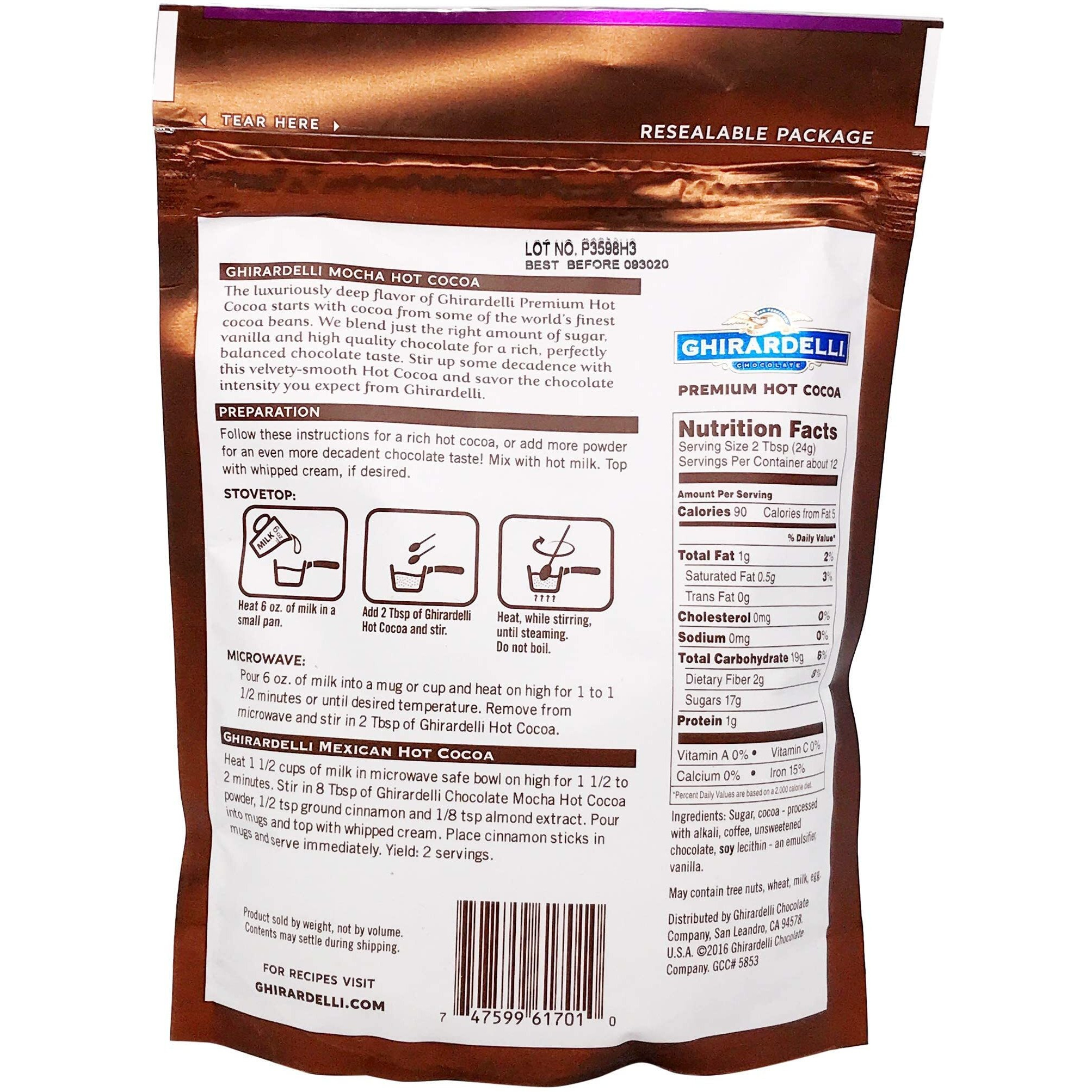 Ghirardelli Chocolate Company Hot Chocolate Mocha Pouch, 10.5 Ounce