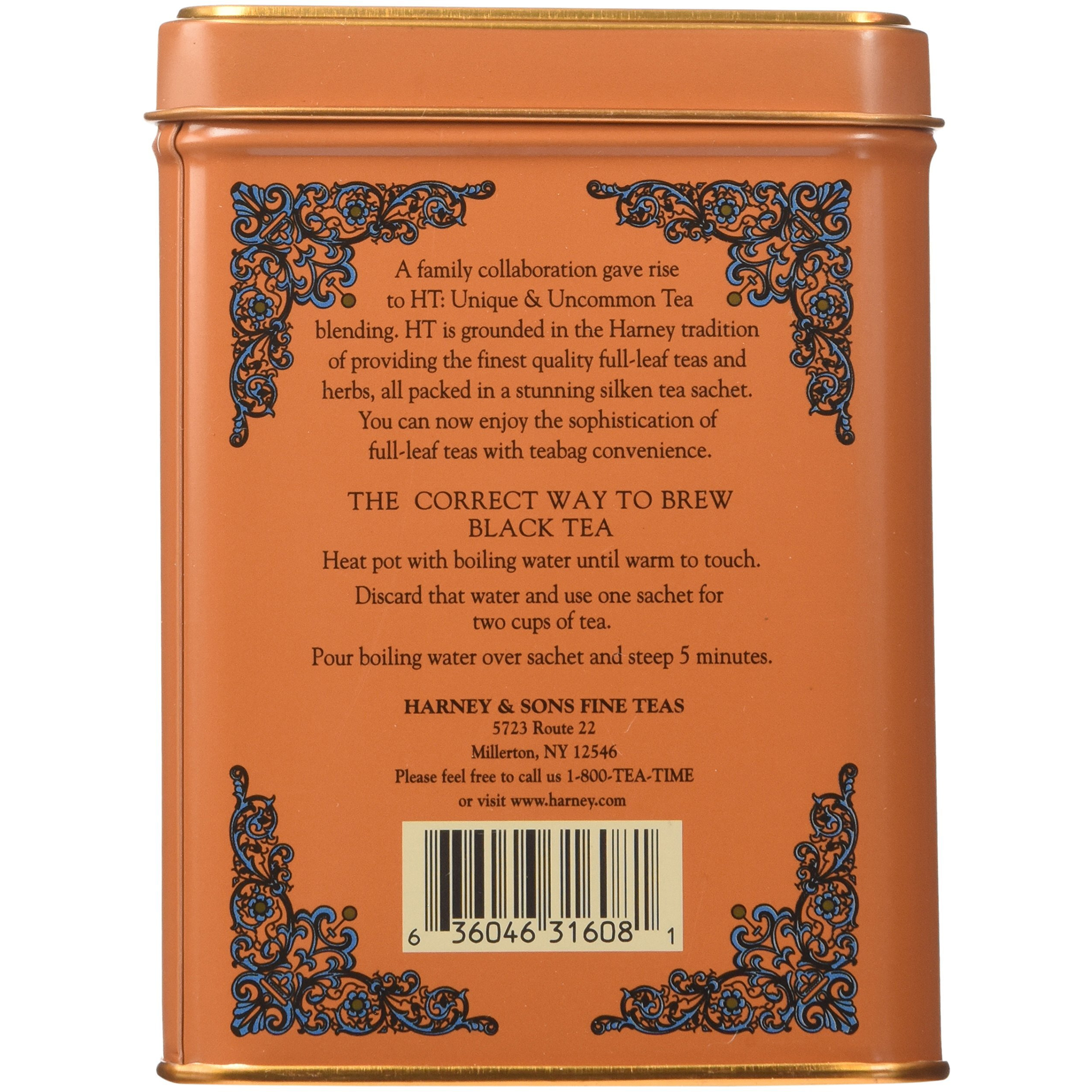 Harney & Sons Caffeinated Hot Cinnamon Sunset Black Tea With Orange And Cloves Tin, 20 Count, Pack Of 3