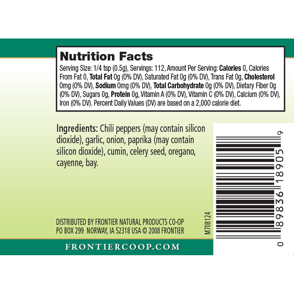 Frontier Seasoning Blends Salt-Free Mexican Seasoning, 2-Ounce Bottle