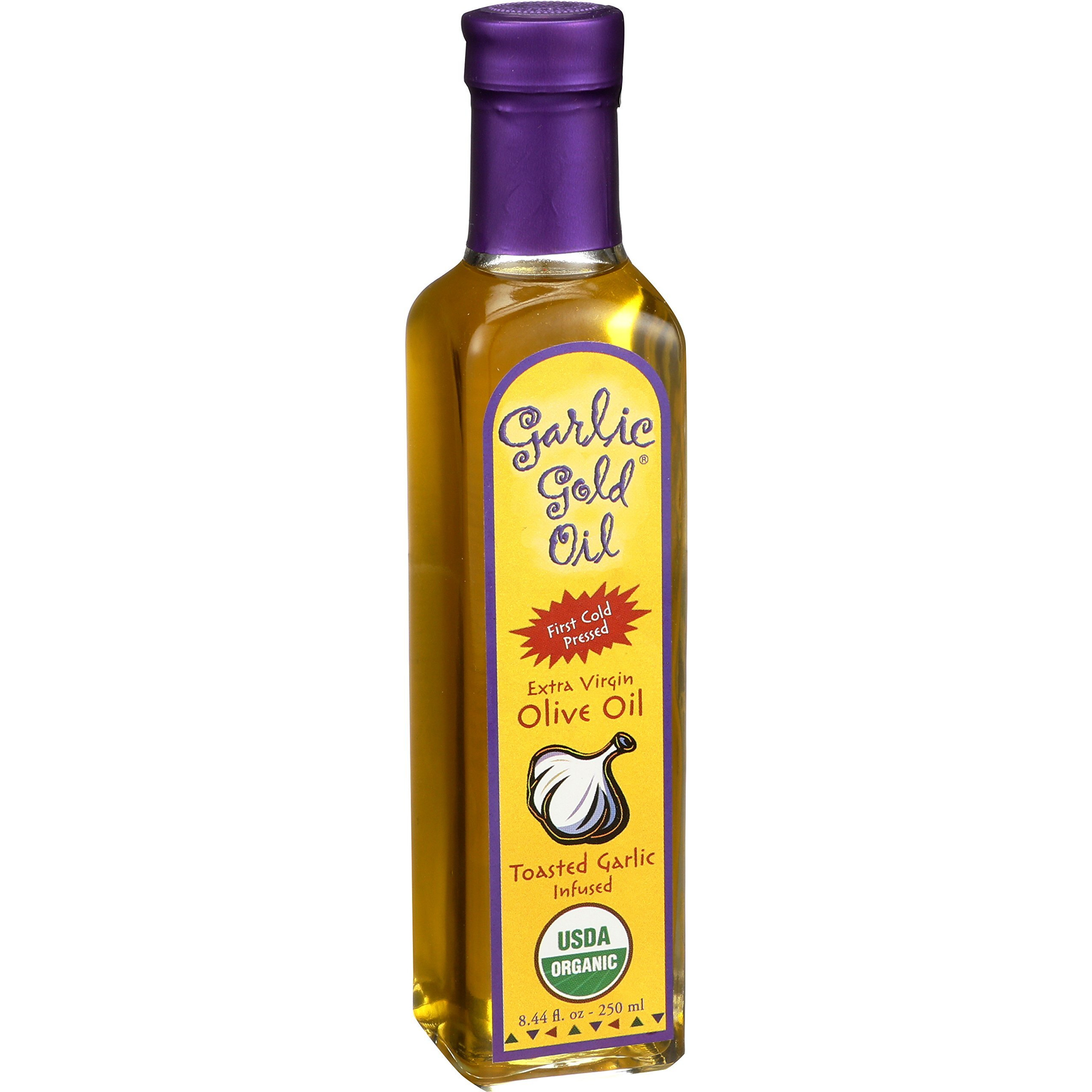 Garlic Gold, Certified Organic Extra Virgin Olive Oil - Infused With Toasted Garlic, Low Fodmap, (Pack Of 6)