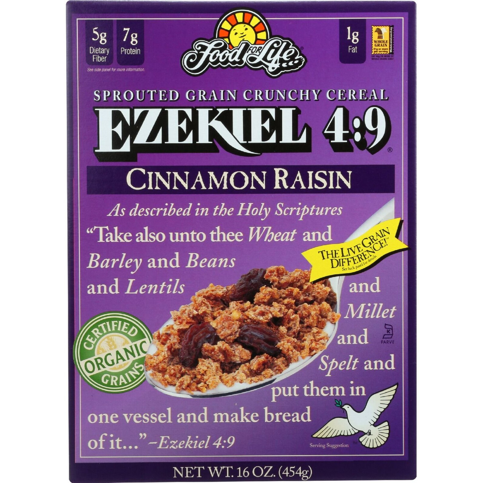 Food For Life, Ezekiel 49 Organic Sprouted Grain Cereal, Cinnamon Raisin, 16 Oz