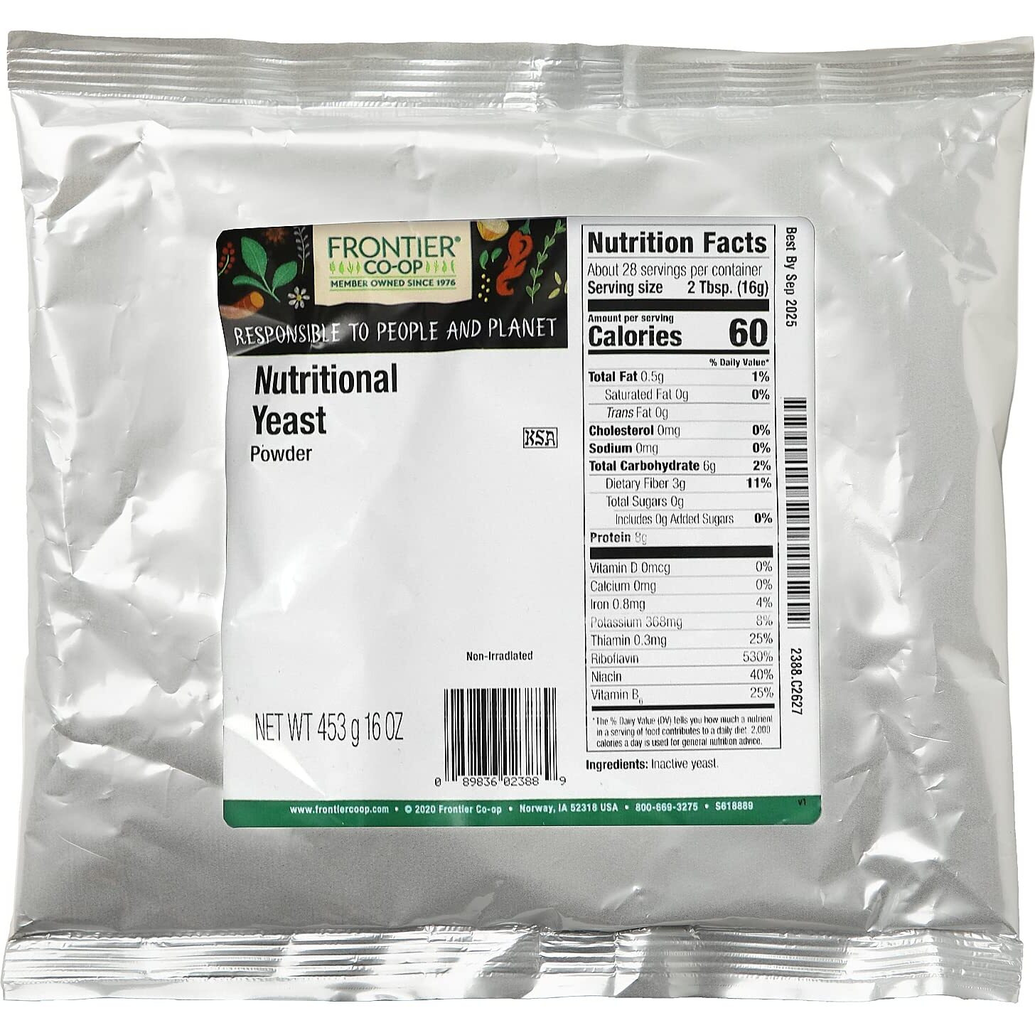Frontier Co-Op Powder Nutritional Yeast 1Lb
